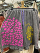 Pre-order i love linen Washed Black Leopard tiger shorts