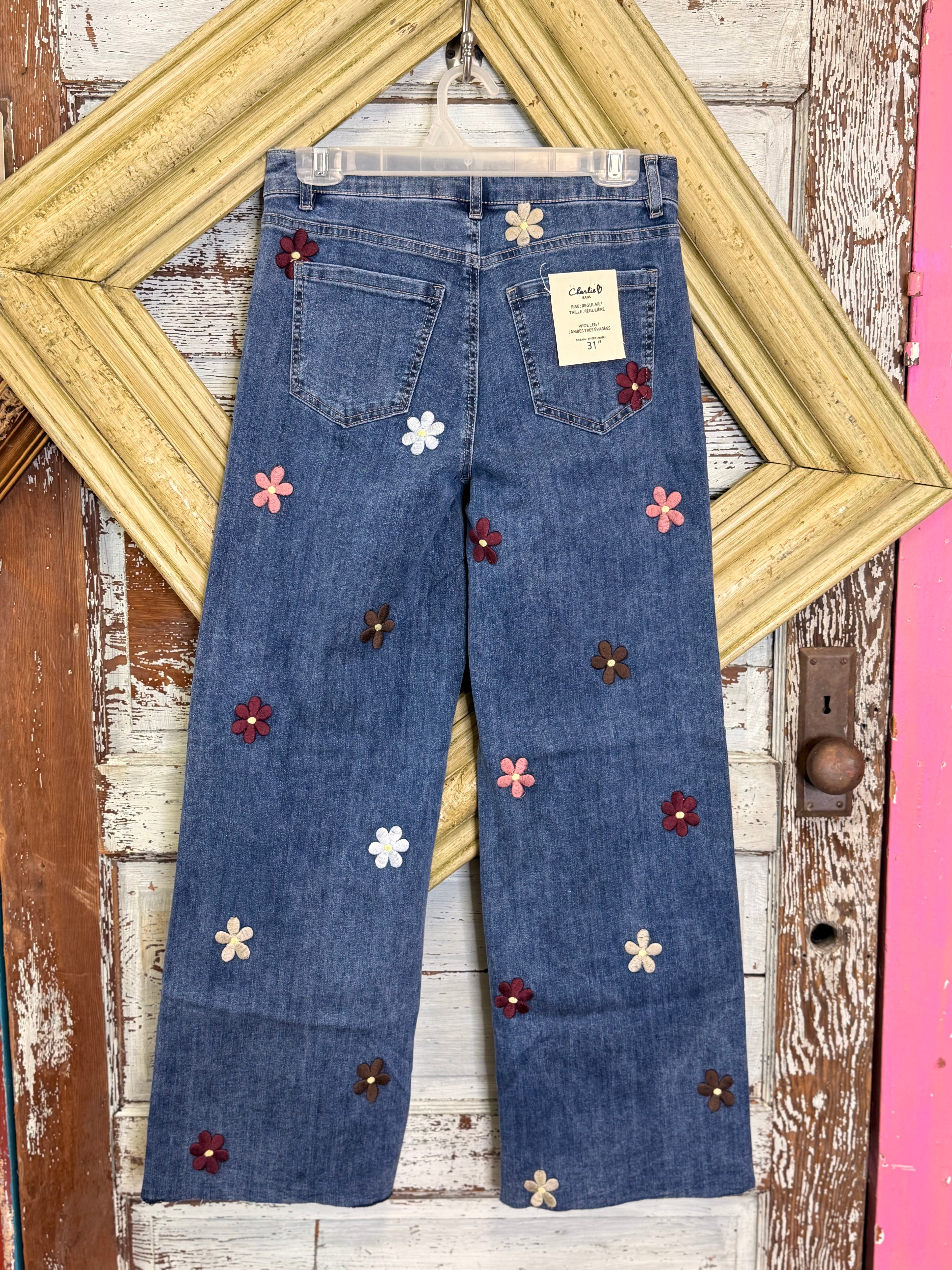 Charlie B Wide Leg Flower Pants