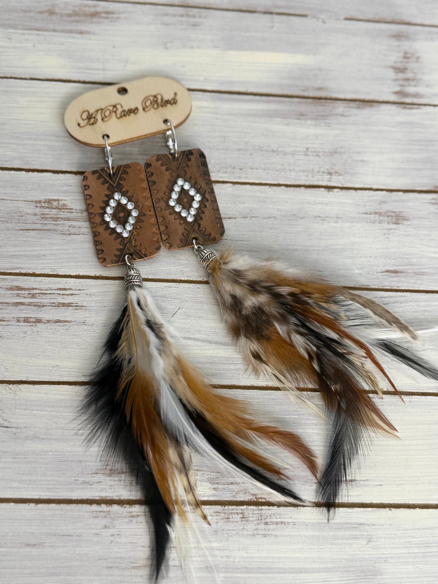 A Rare Bird Brown Aztec feather Earrings