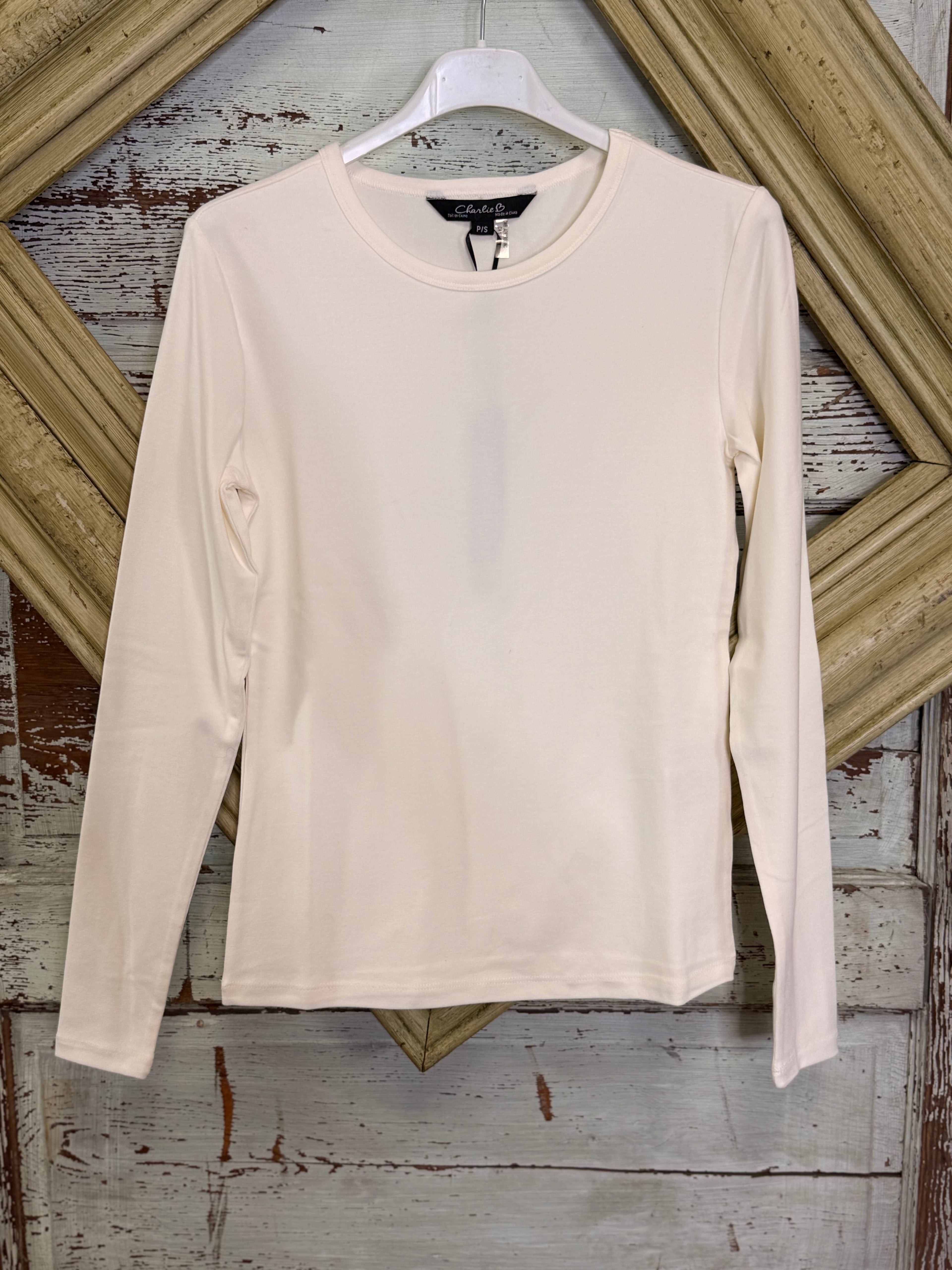 Charlie B Interlock Knit Long Sleeve Crew Neck Top