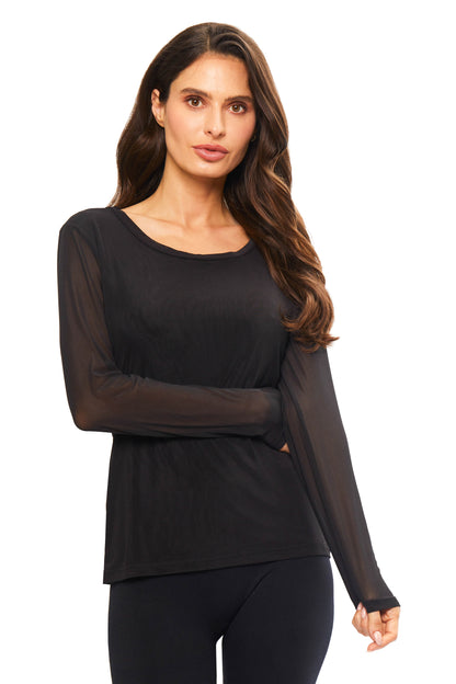 Adore Sheer Mesh Long Sleeve Top