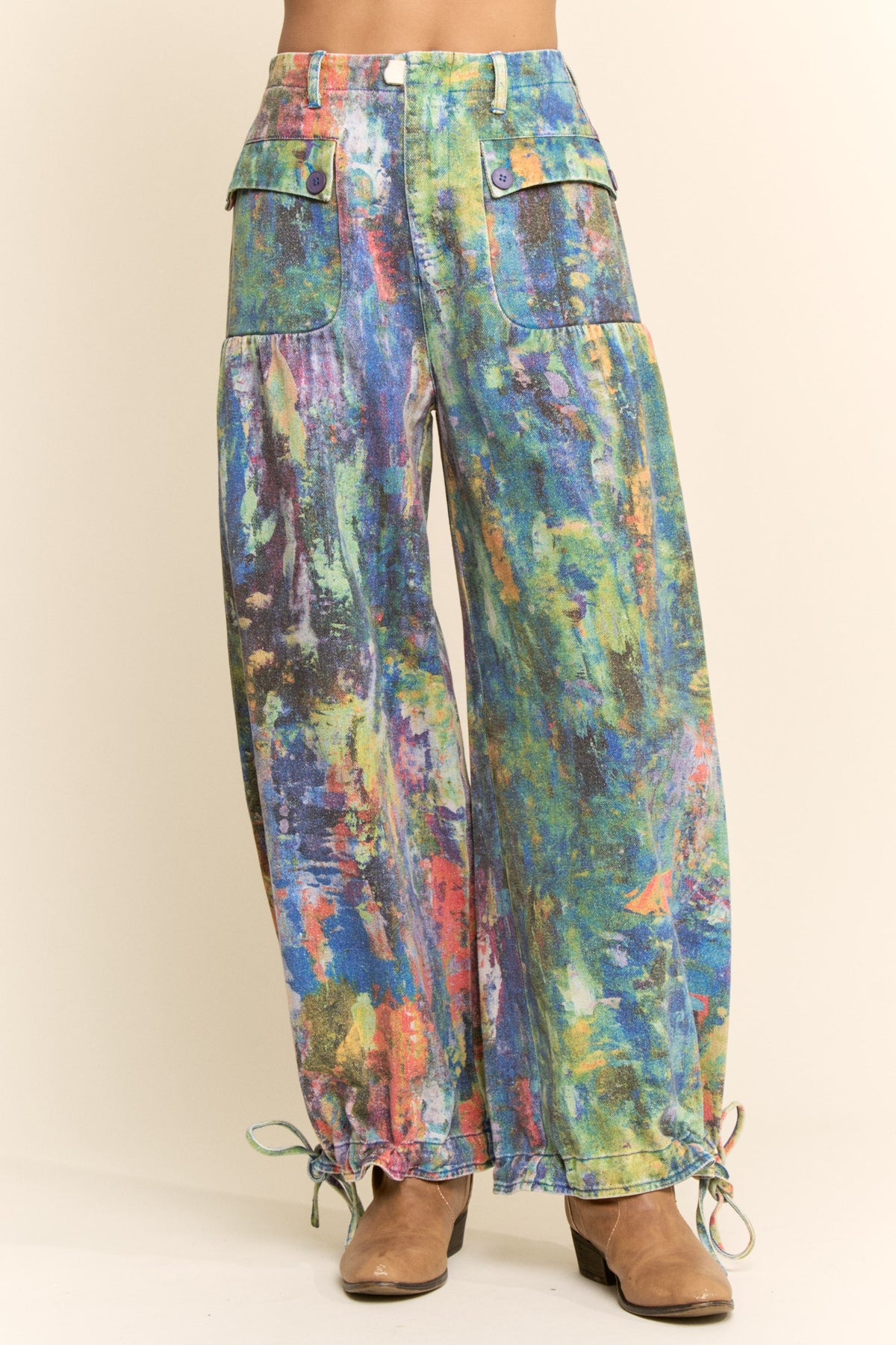 Davi & Dani Paint splatter Wide Leg Cargo Pants