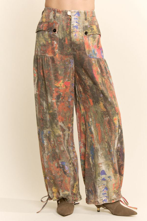 Davi & Dani Paint splatter Wide Leg Cargo Pants