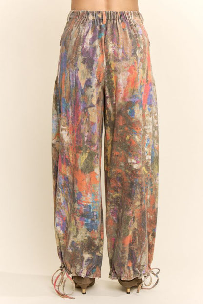 Davi & Dani Paint splatter Wide Leg Cargo Pants
