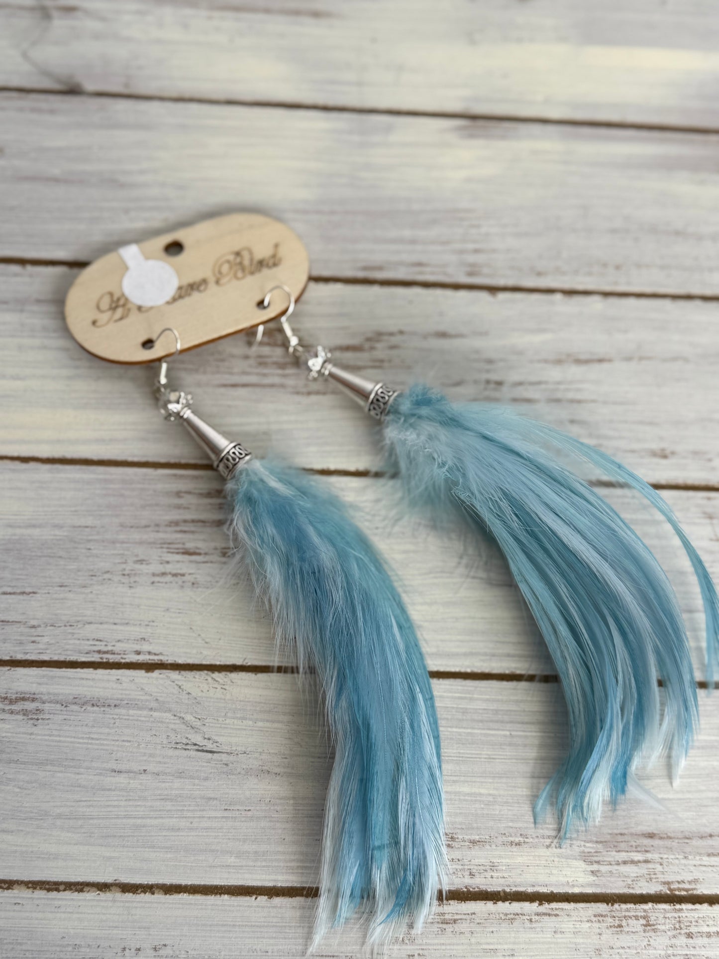 A Rare Bird Blue Feather Earrings