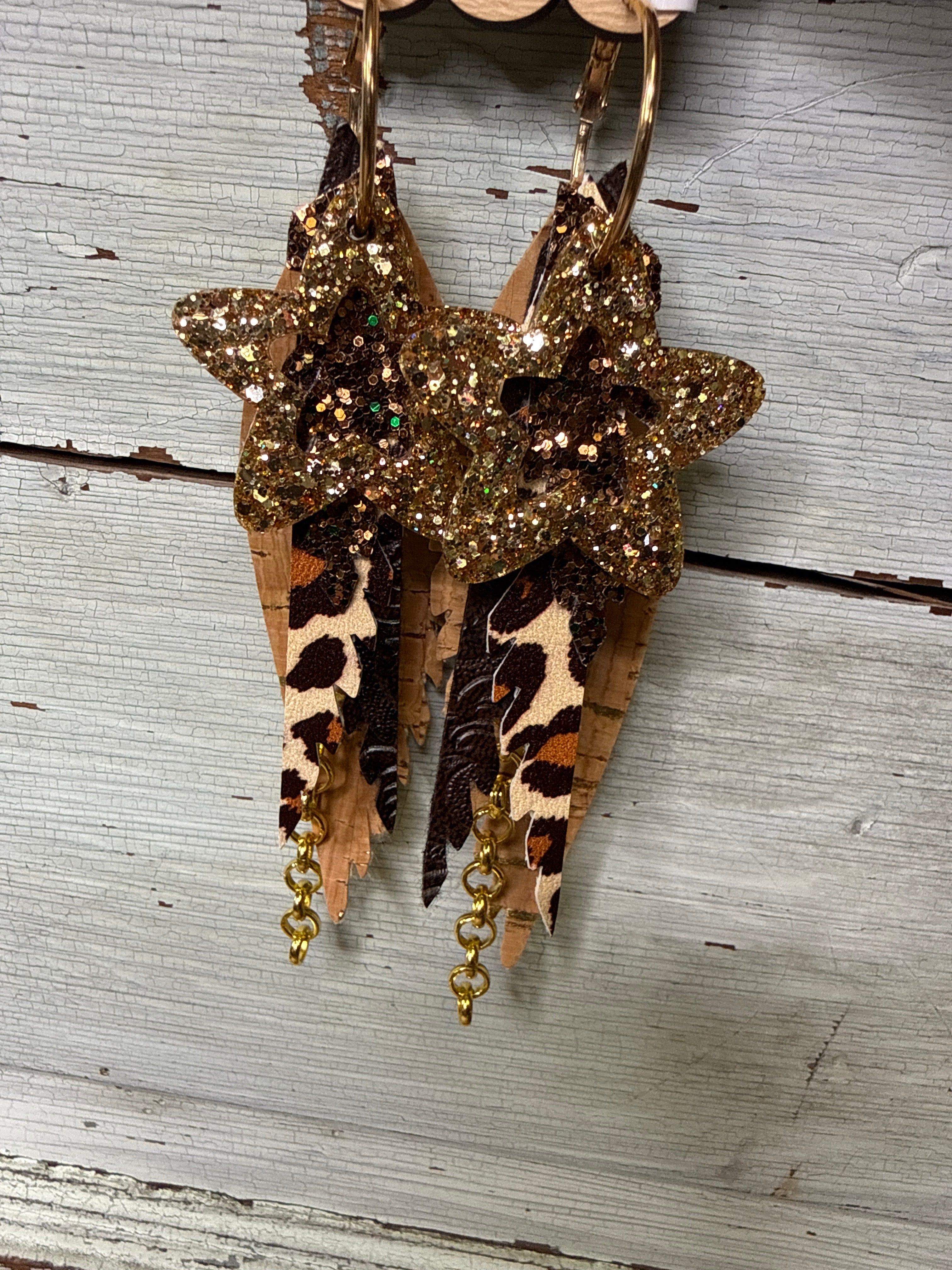Multi Color Leather Feather Earrings