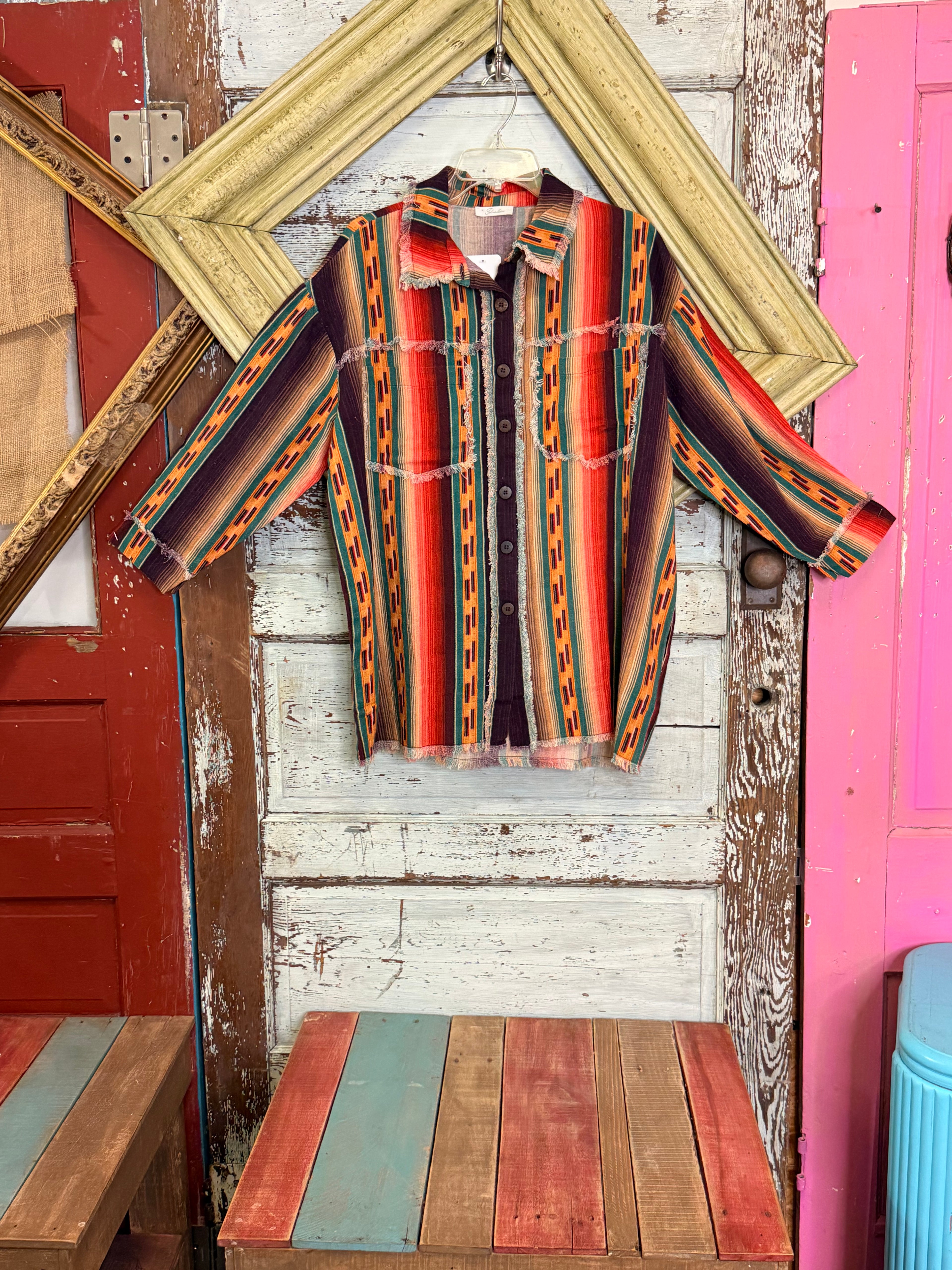 I Love Linen  Aztec Top