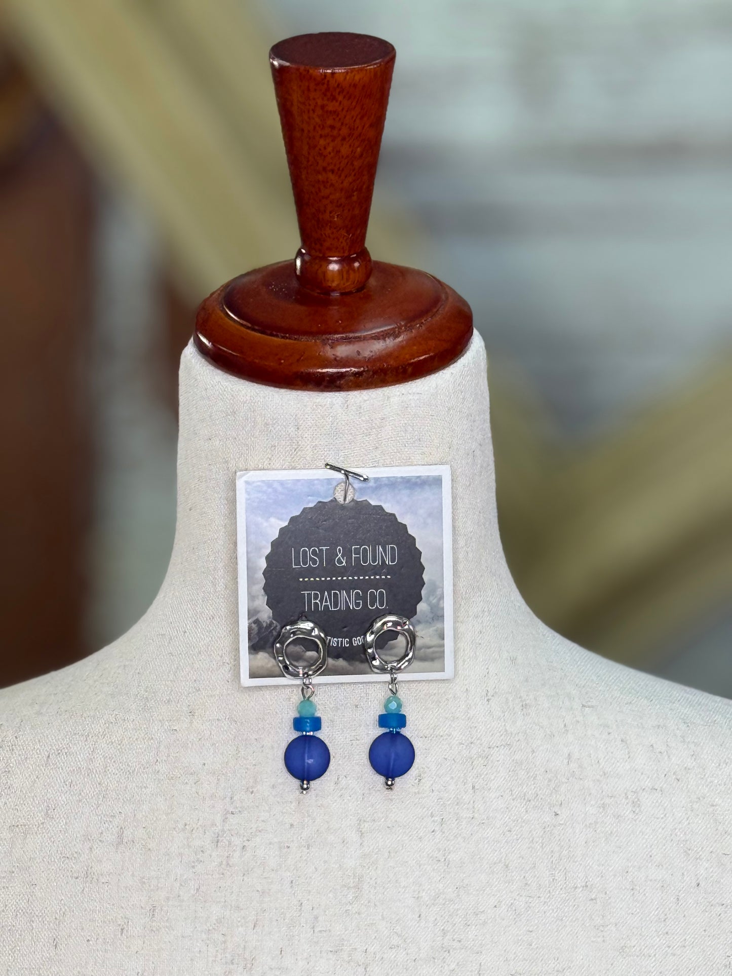 Lost and found blue dangle earrings