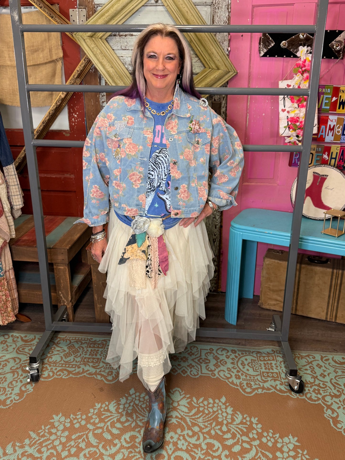 Origami Lined Tired Mesh Skirt