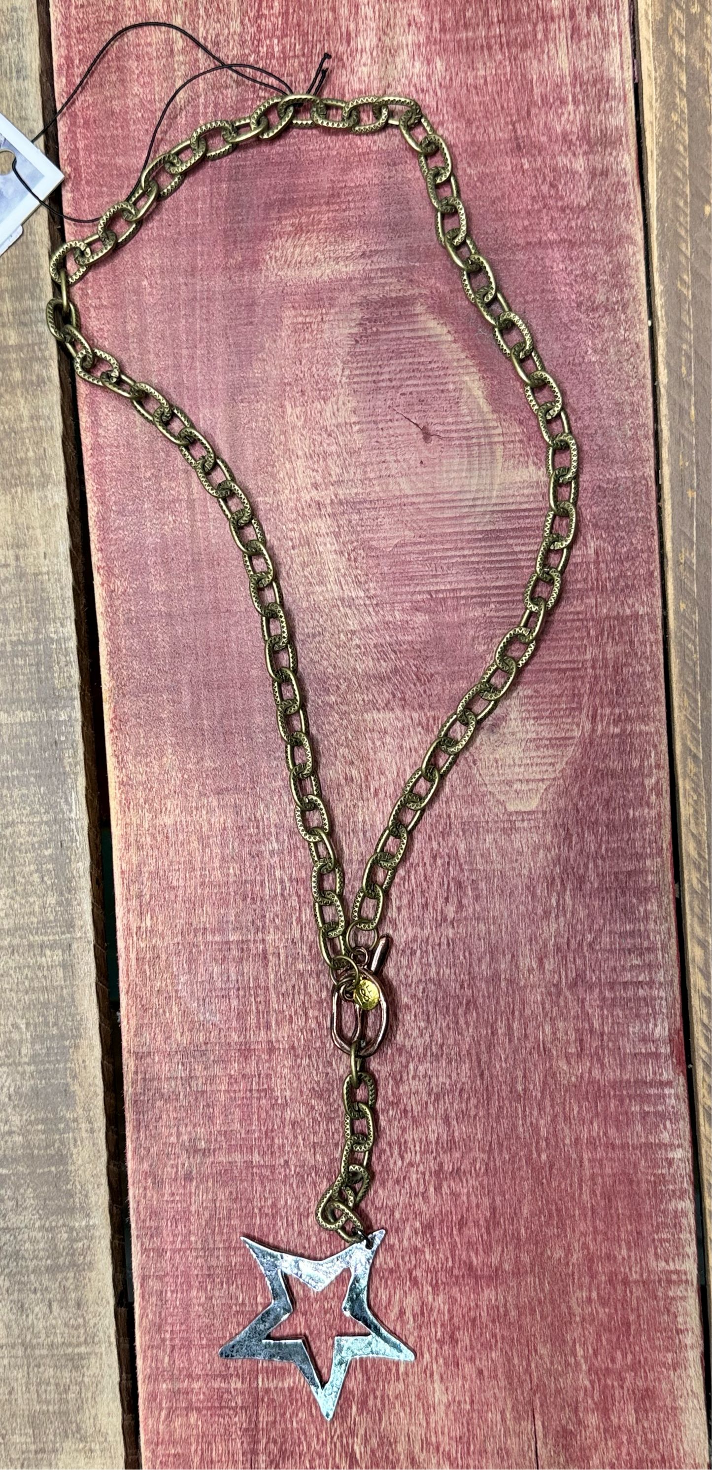 Lost and found Bronze silver star necklace