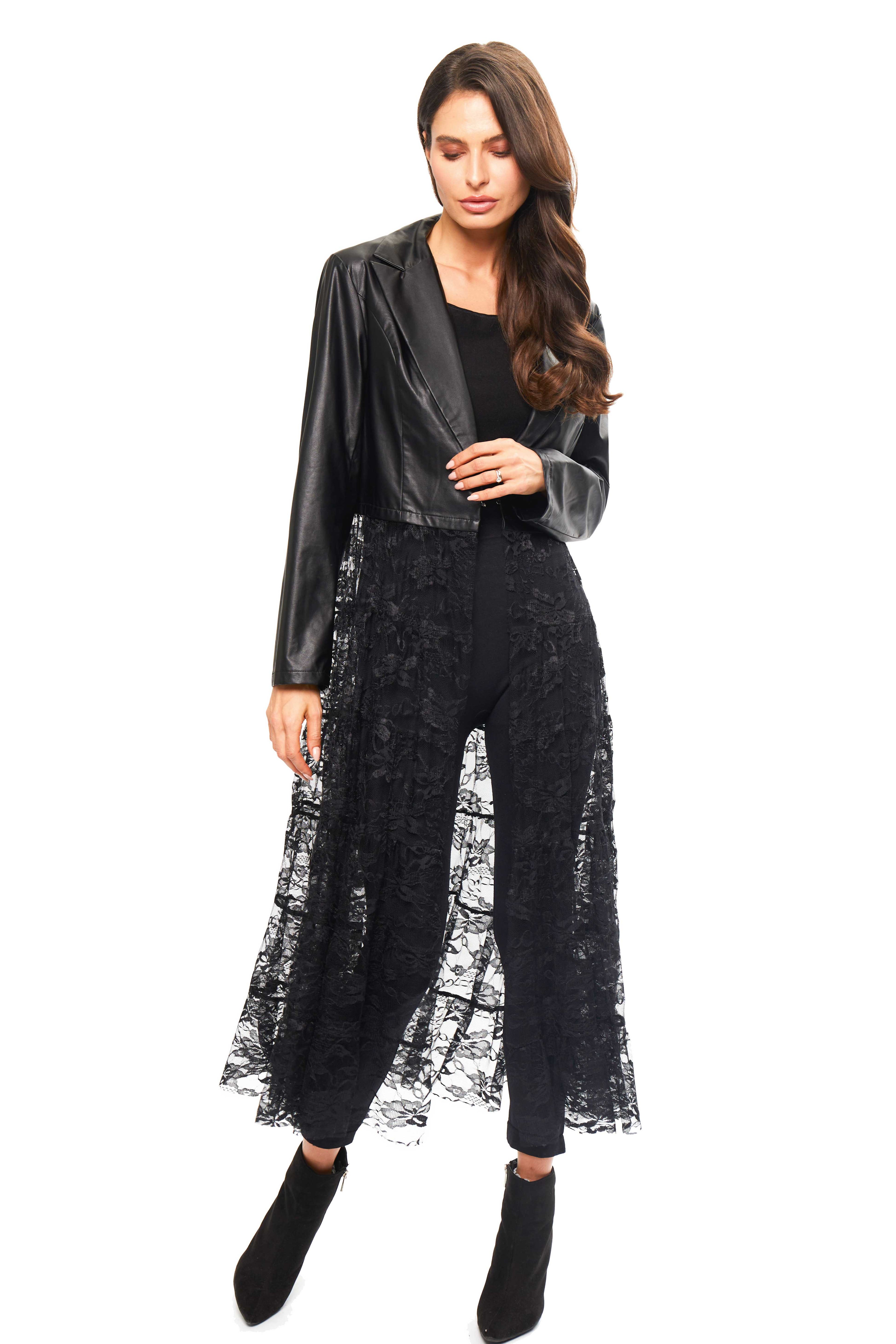 Adore Vegan Leather Lace Duster