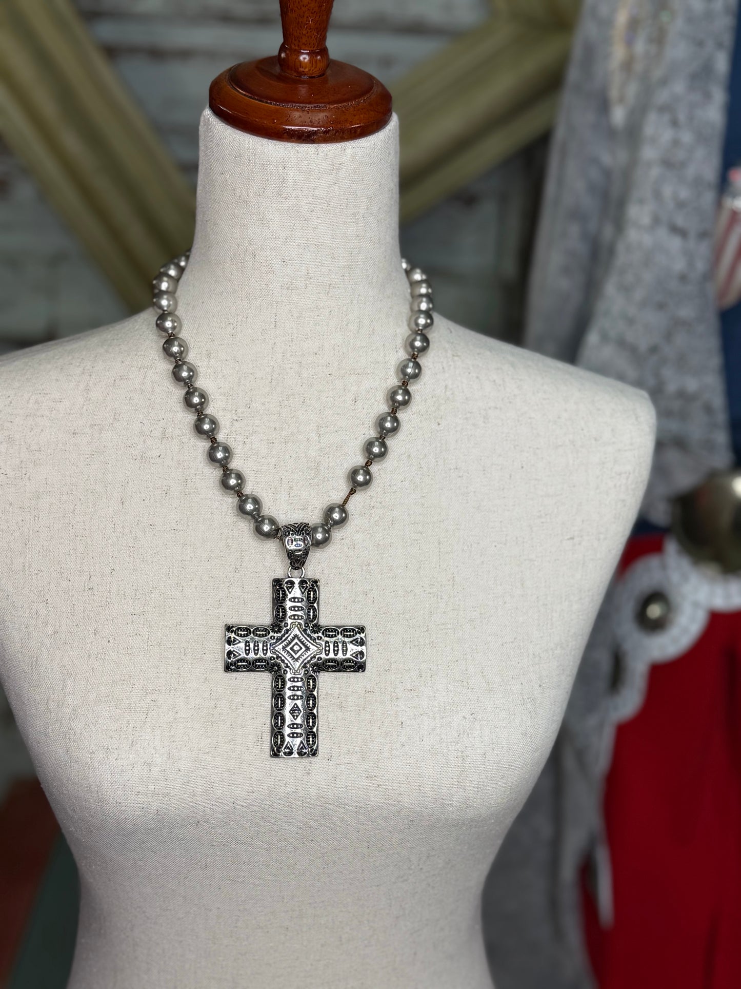 Silver cross necklace