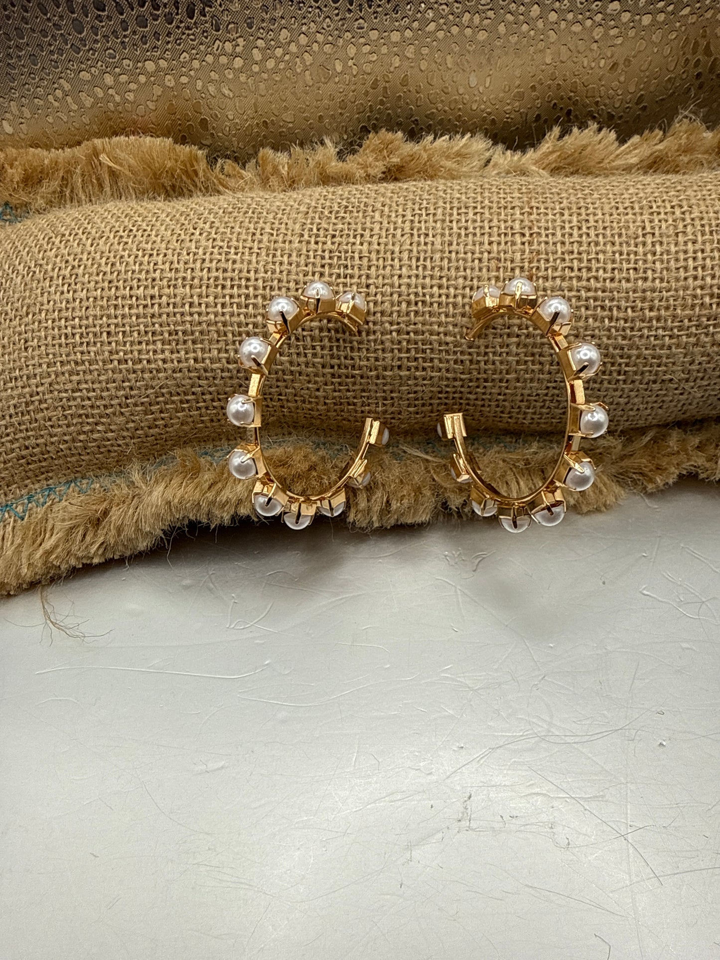 Alice Pearl Half hoop stud Earrings