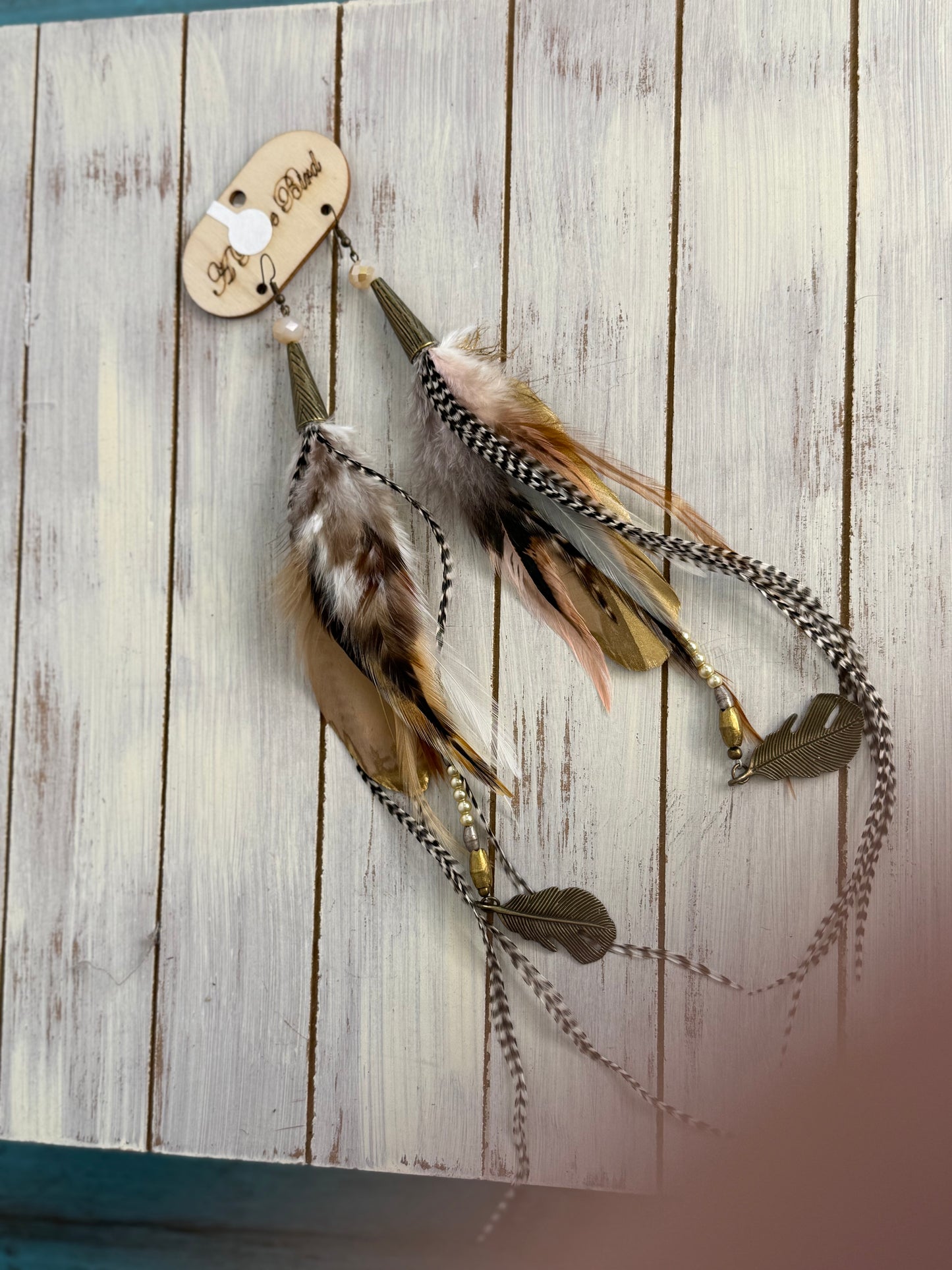 A Rare Bird Golden, Pheasant Feather  Earrings