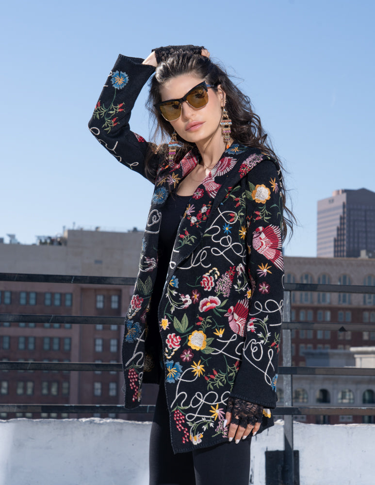Adore Embroidered Hooded Sweater