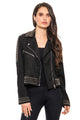 Adore Black Faux Suded Moto Studed Jacket