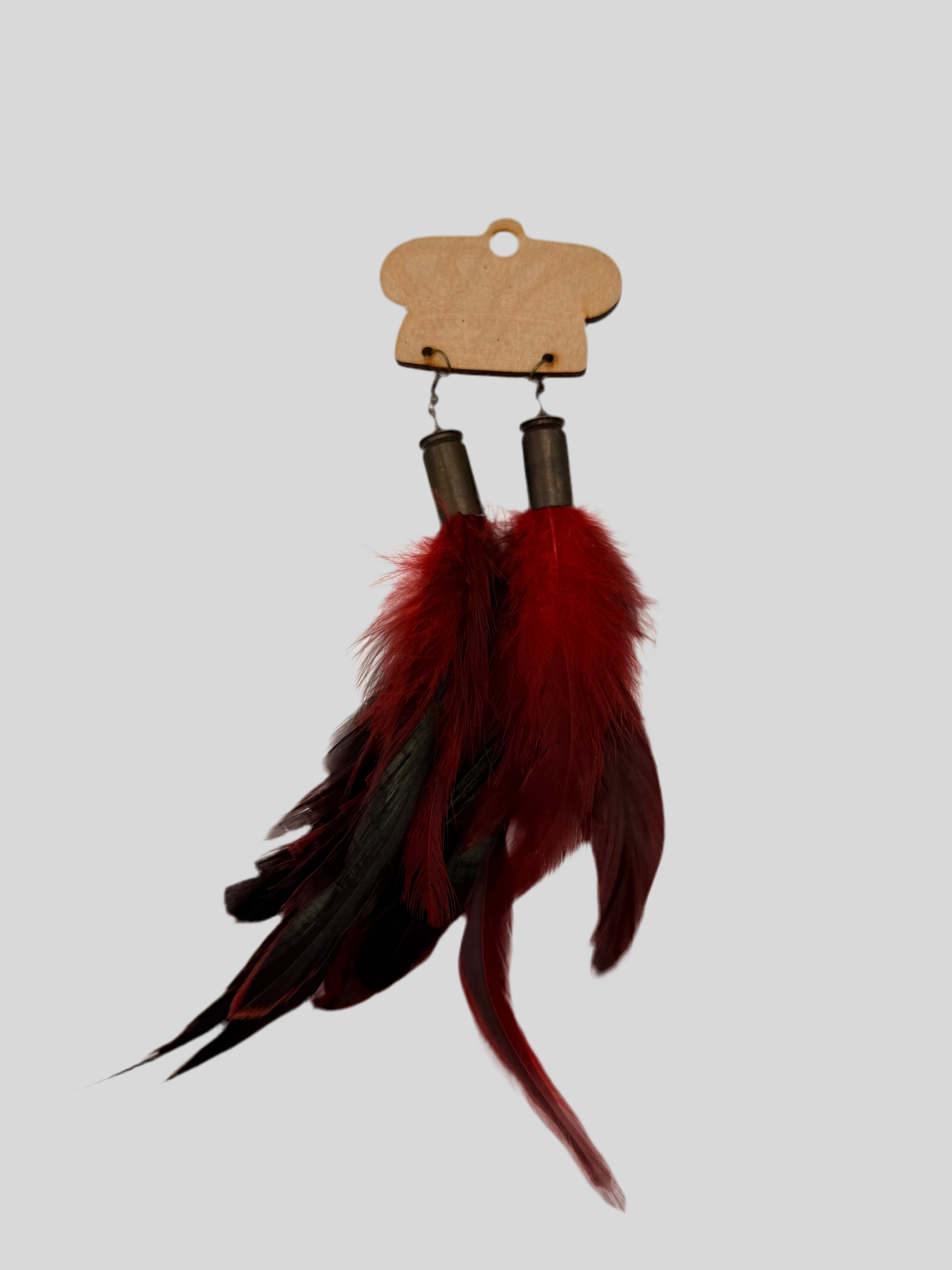 Art by Amy Red Feather Earrings