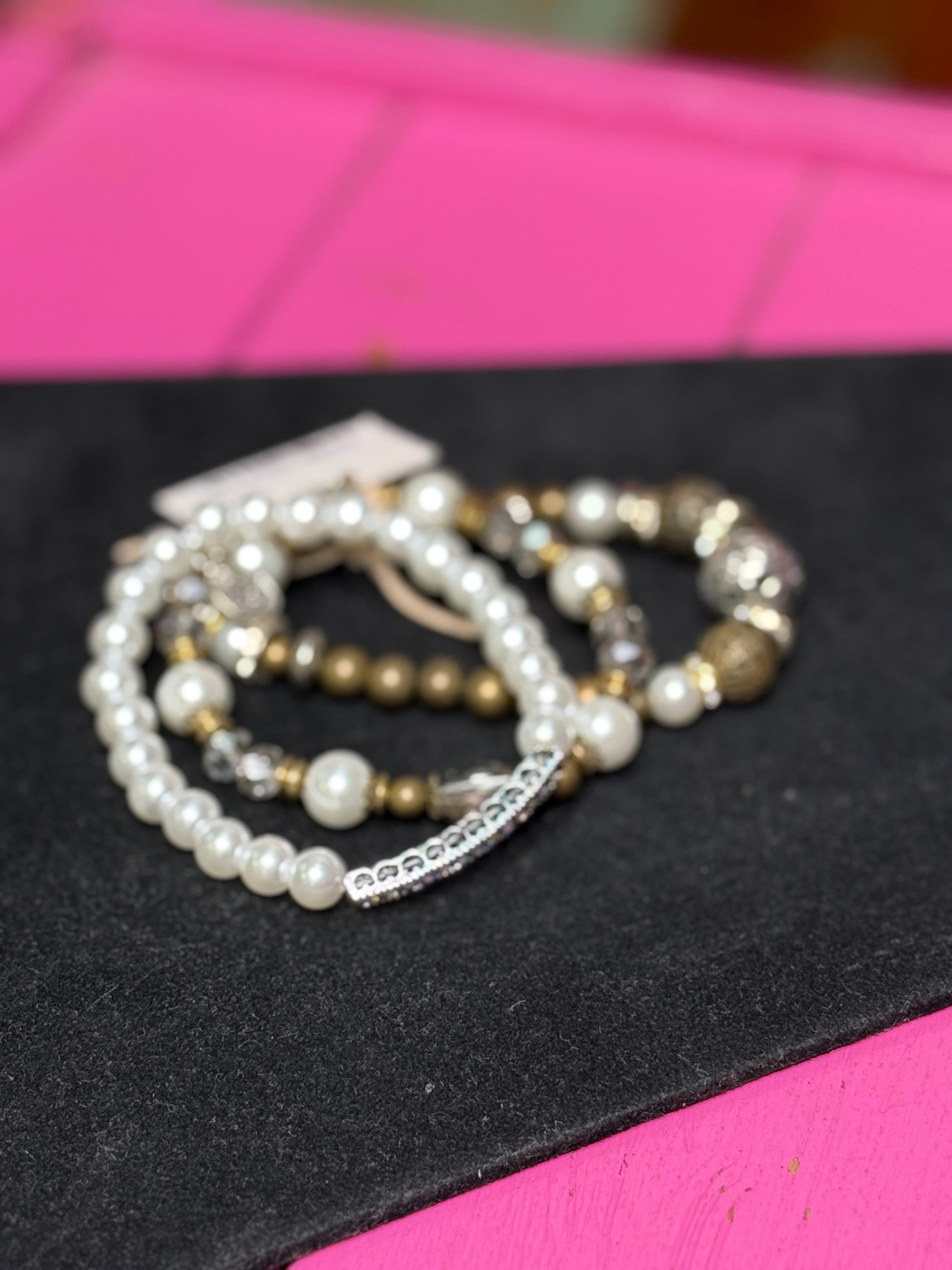 L&F BRONZE AND PEARL MULTI BEADS