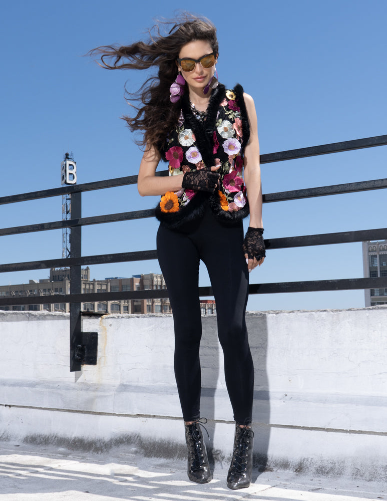 Adore Faux fur Embroidery vest