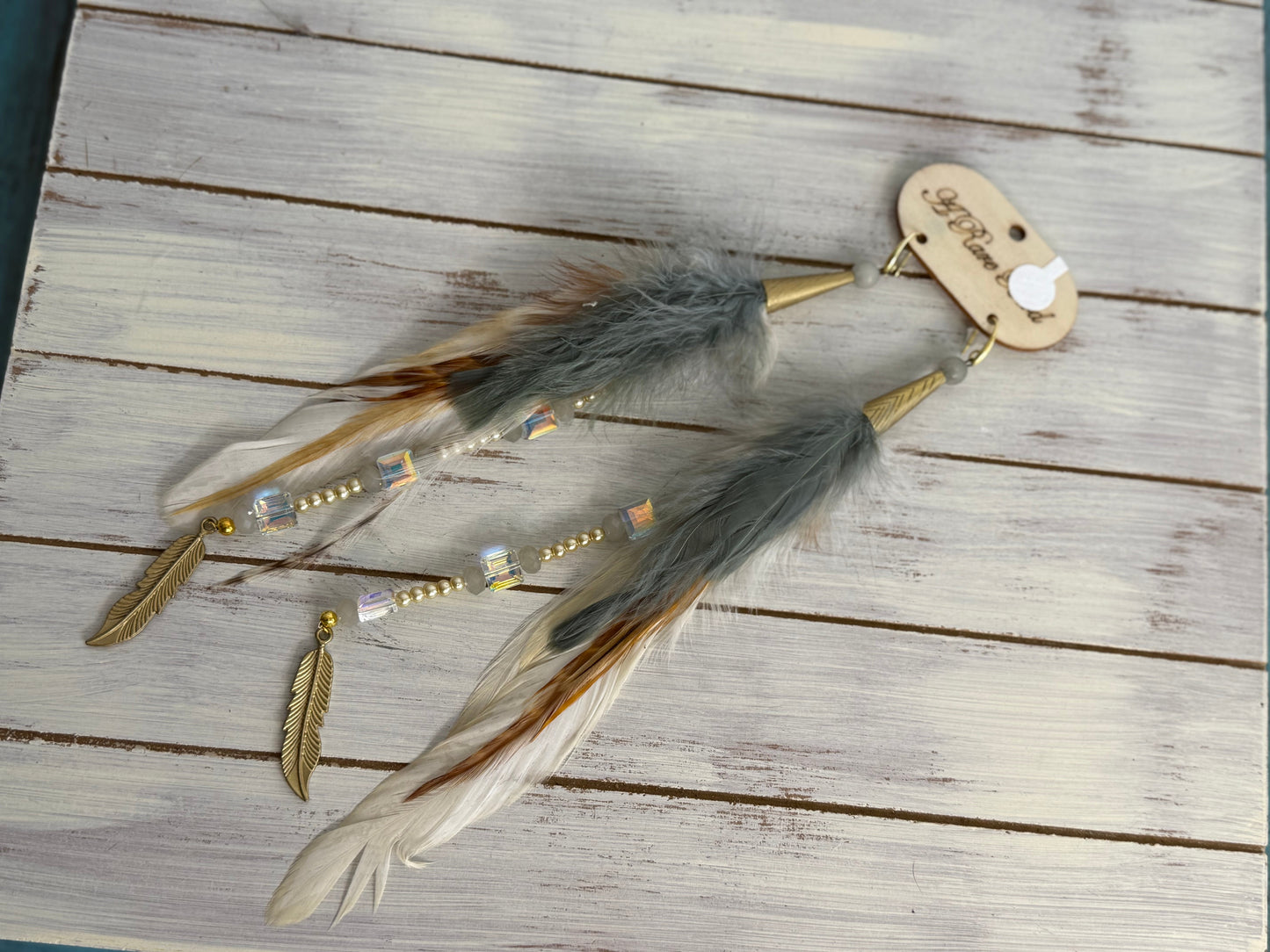 A Rare Bird Golden, Pheasant Feather  Earrings