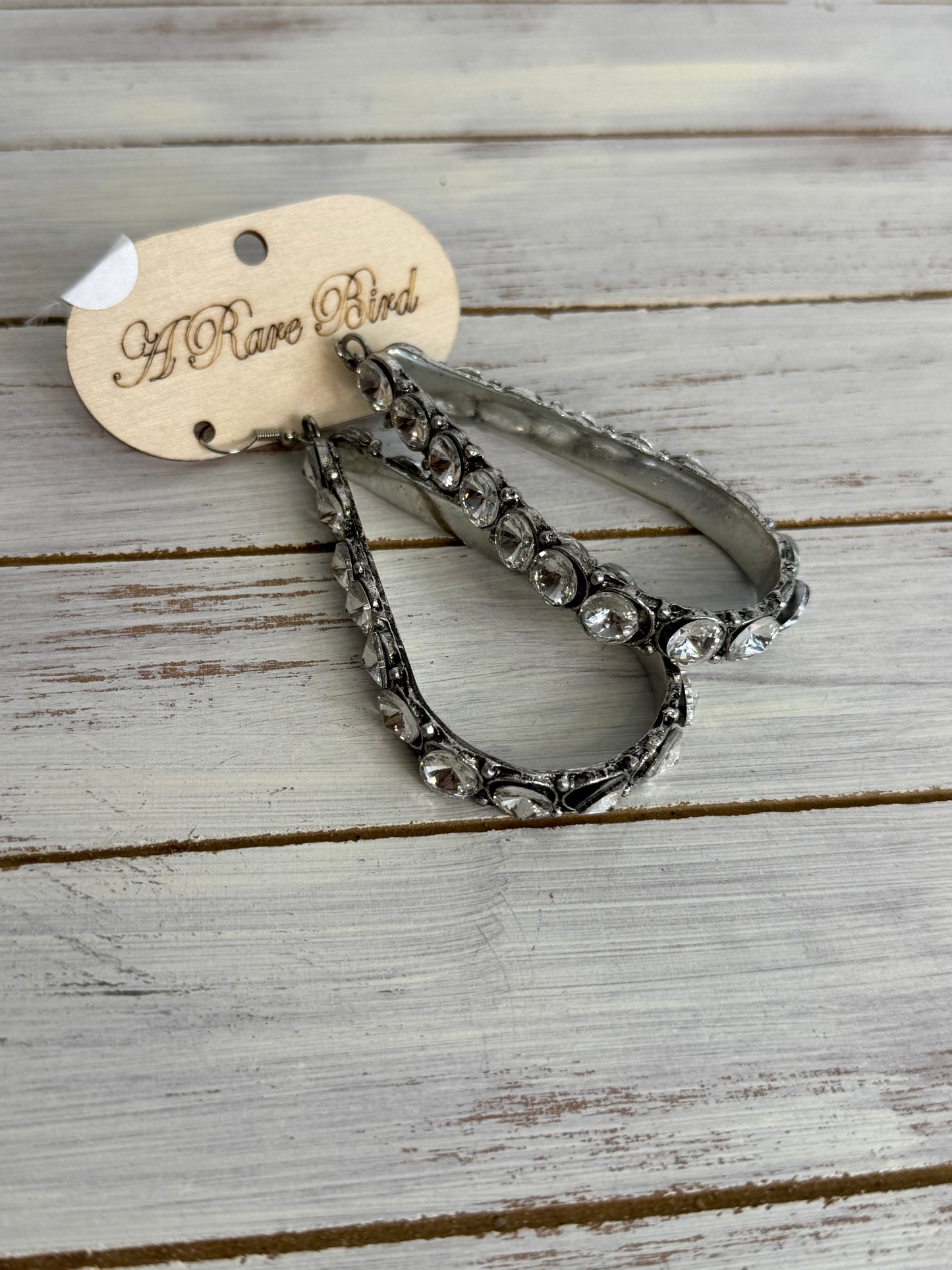 A Rare Bird Crystal Tear Hoop Earrings