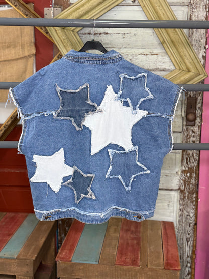 Oli An Hali WASHED STAR PATCHWORK DENIM JACKET
