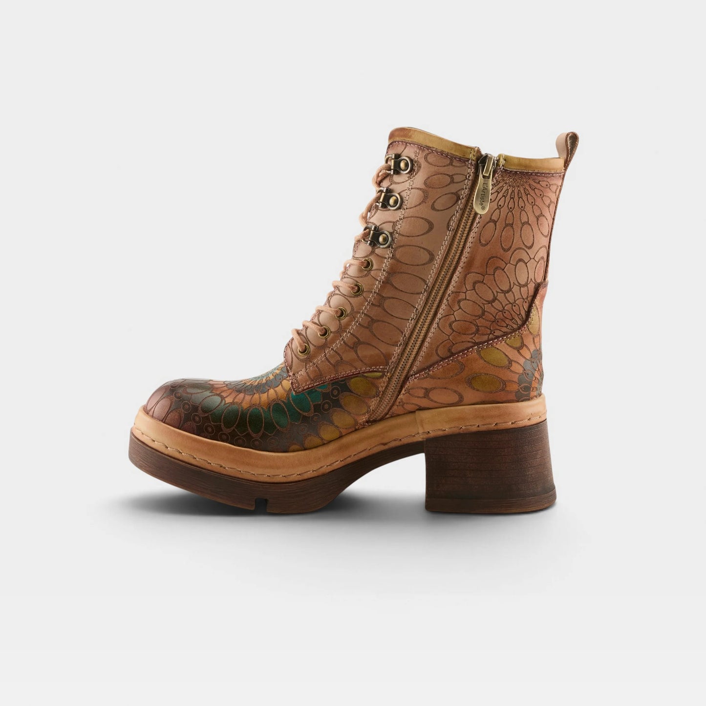 L'Artiste Carnivale hand-painted lace-up boot side view
