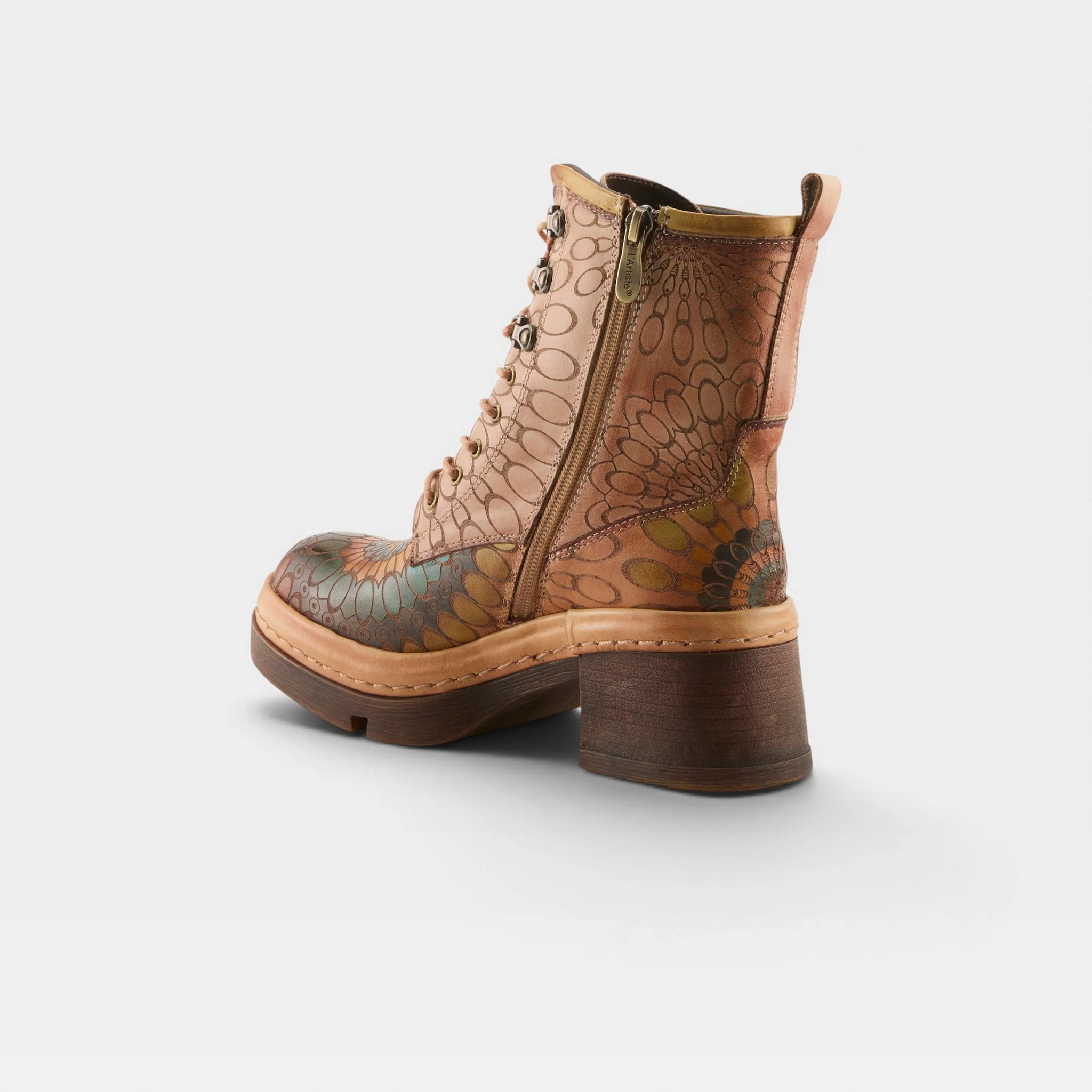 L'Artiste Carnivale hand-painted boot back zipper view