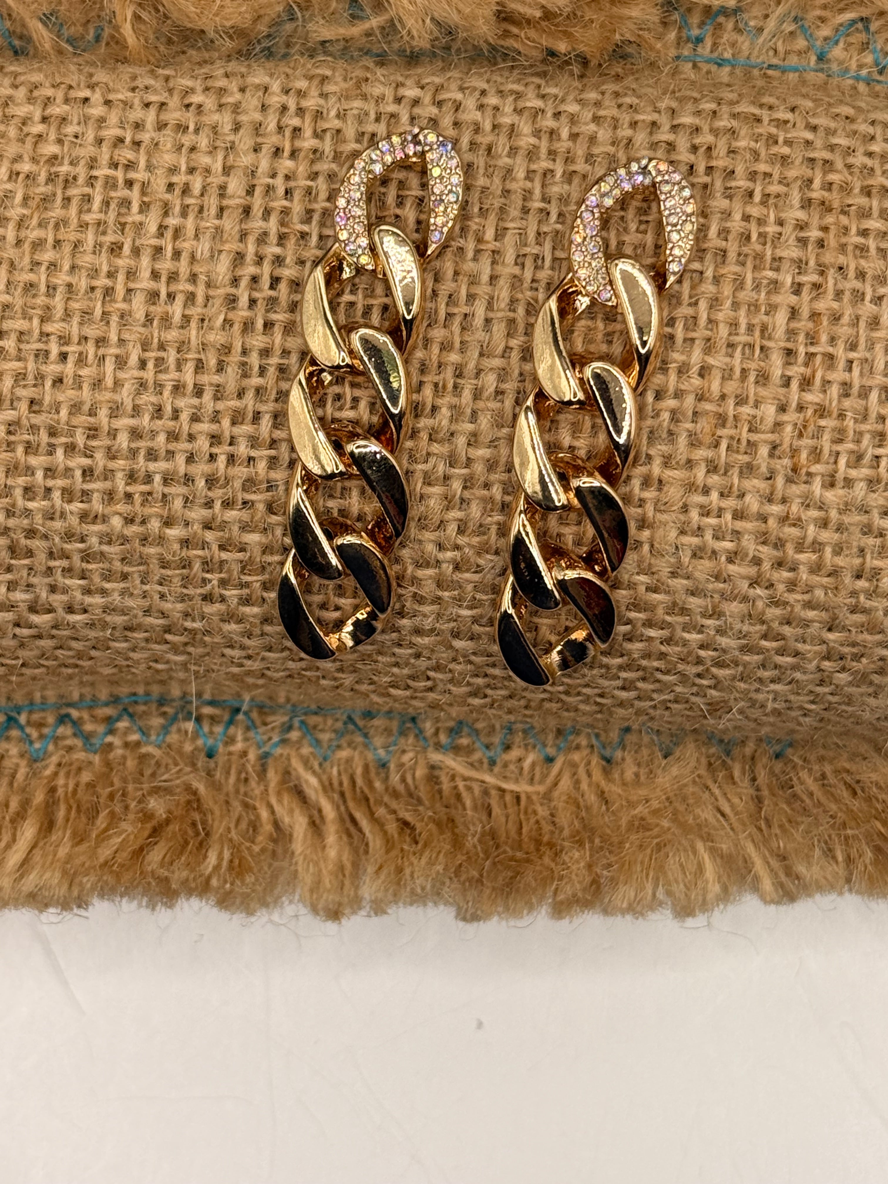 Alice Gold Crystal Chain Earrings