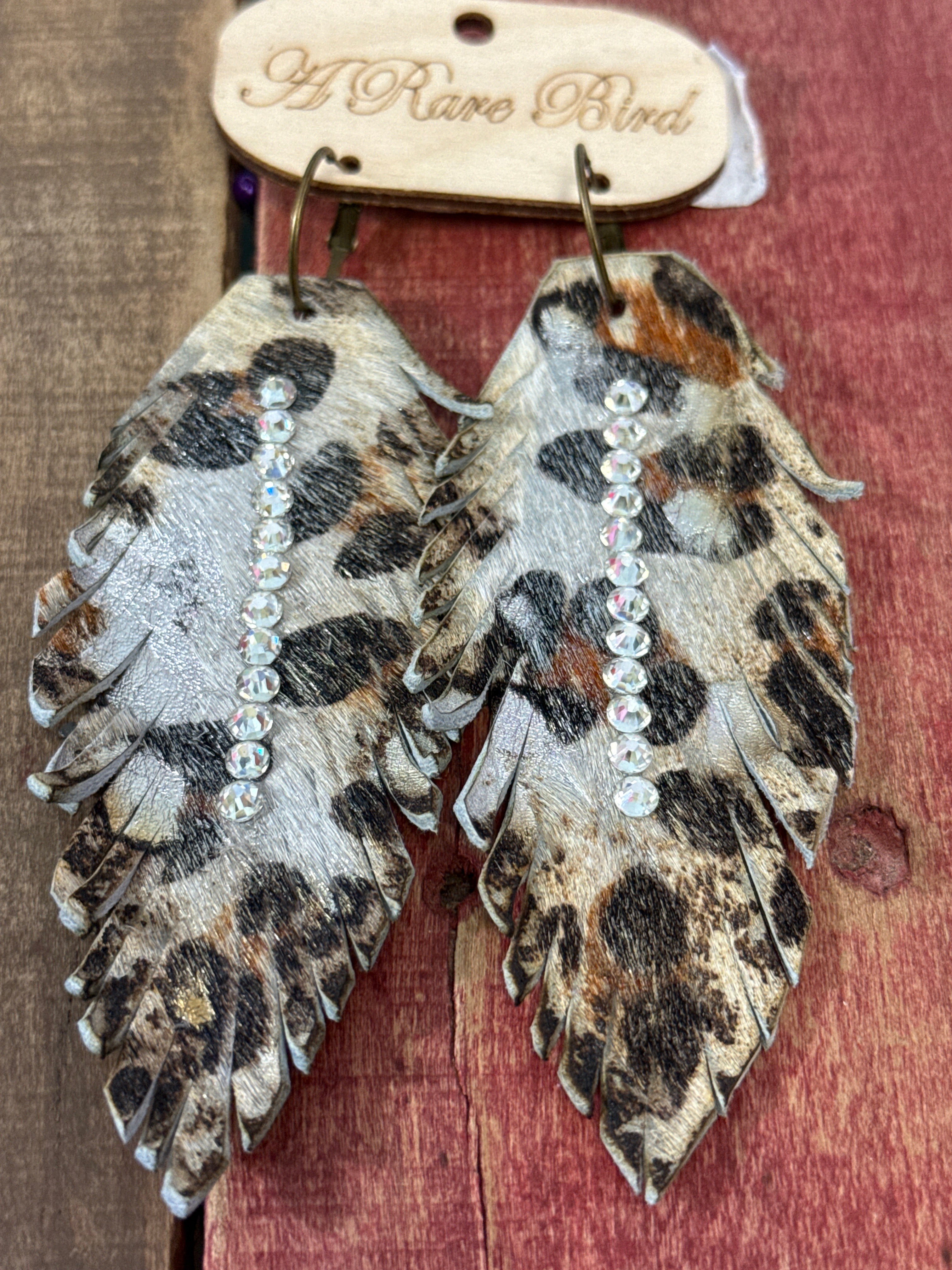 A Rare Bird Leopard Feather Earrings