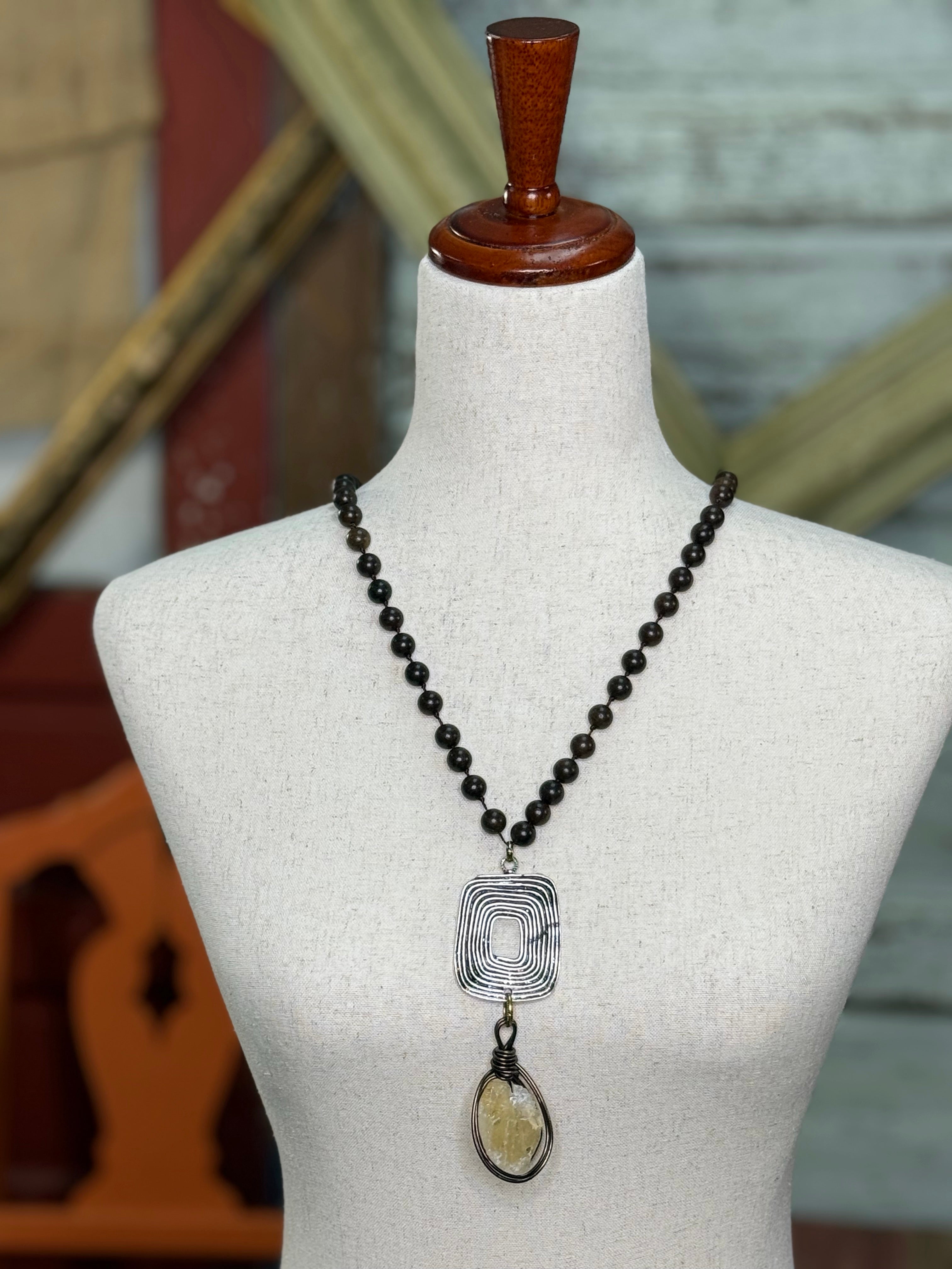 Lost and found brown crystal stone necklace