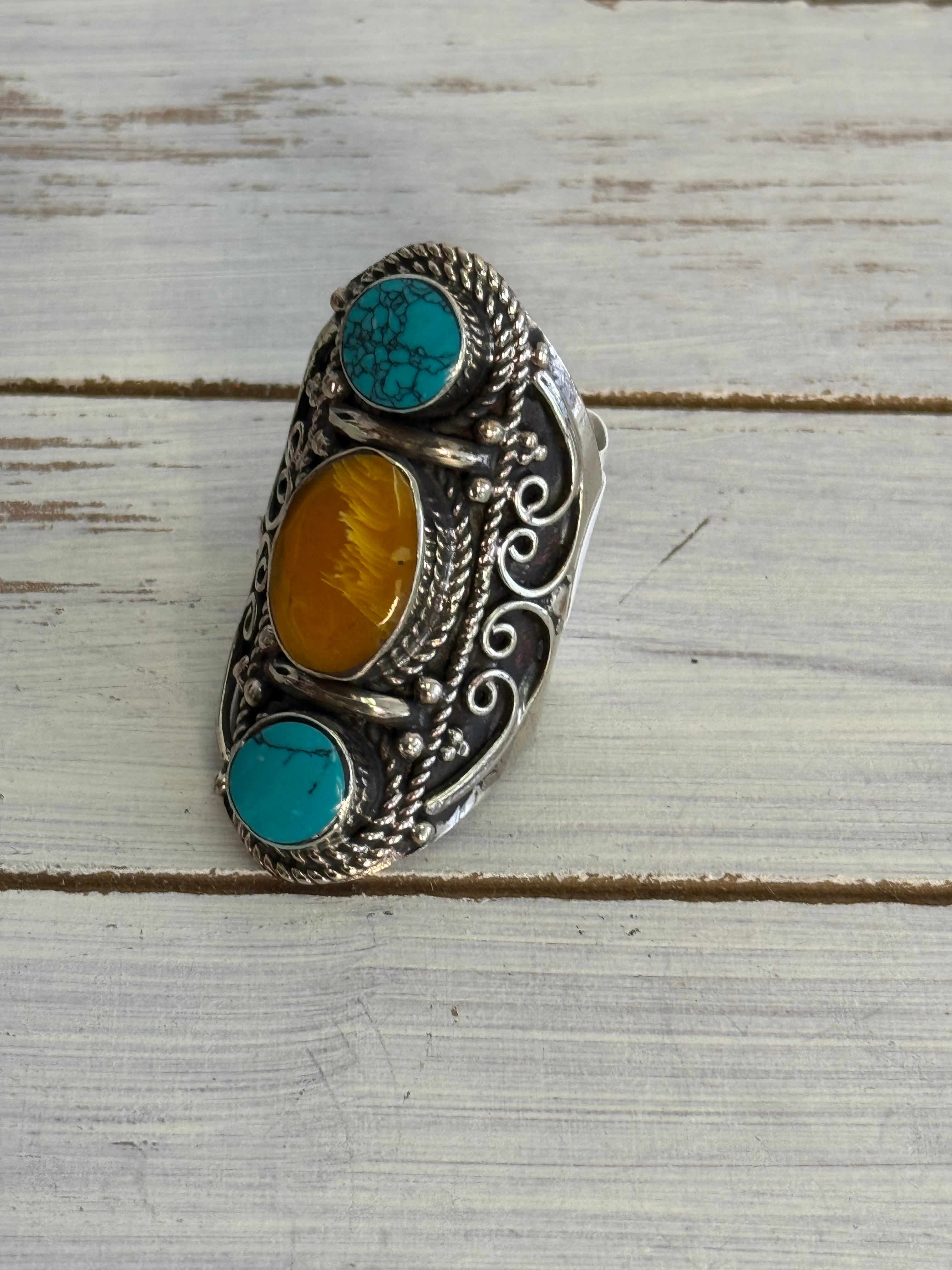 Turqouise tiger eye Ring