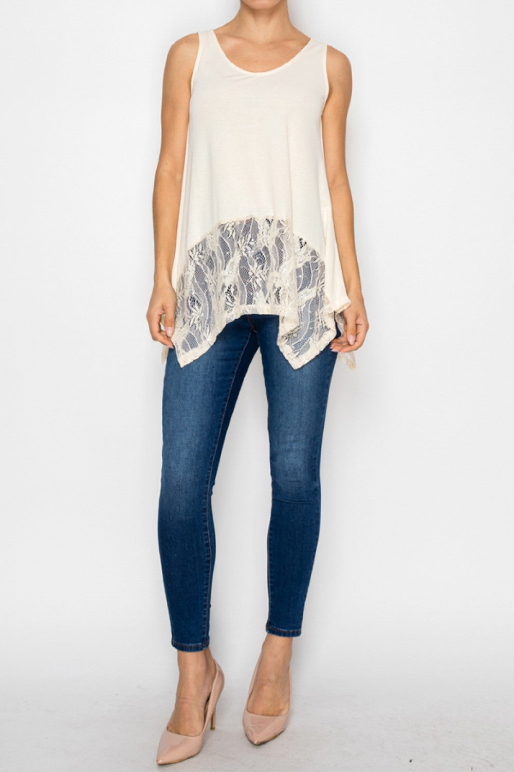 Origami Tank Top with sparkley lace layers