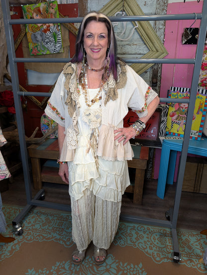 Paper Lace Cream lace harem Pants