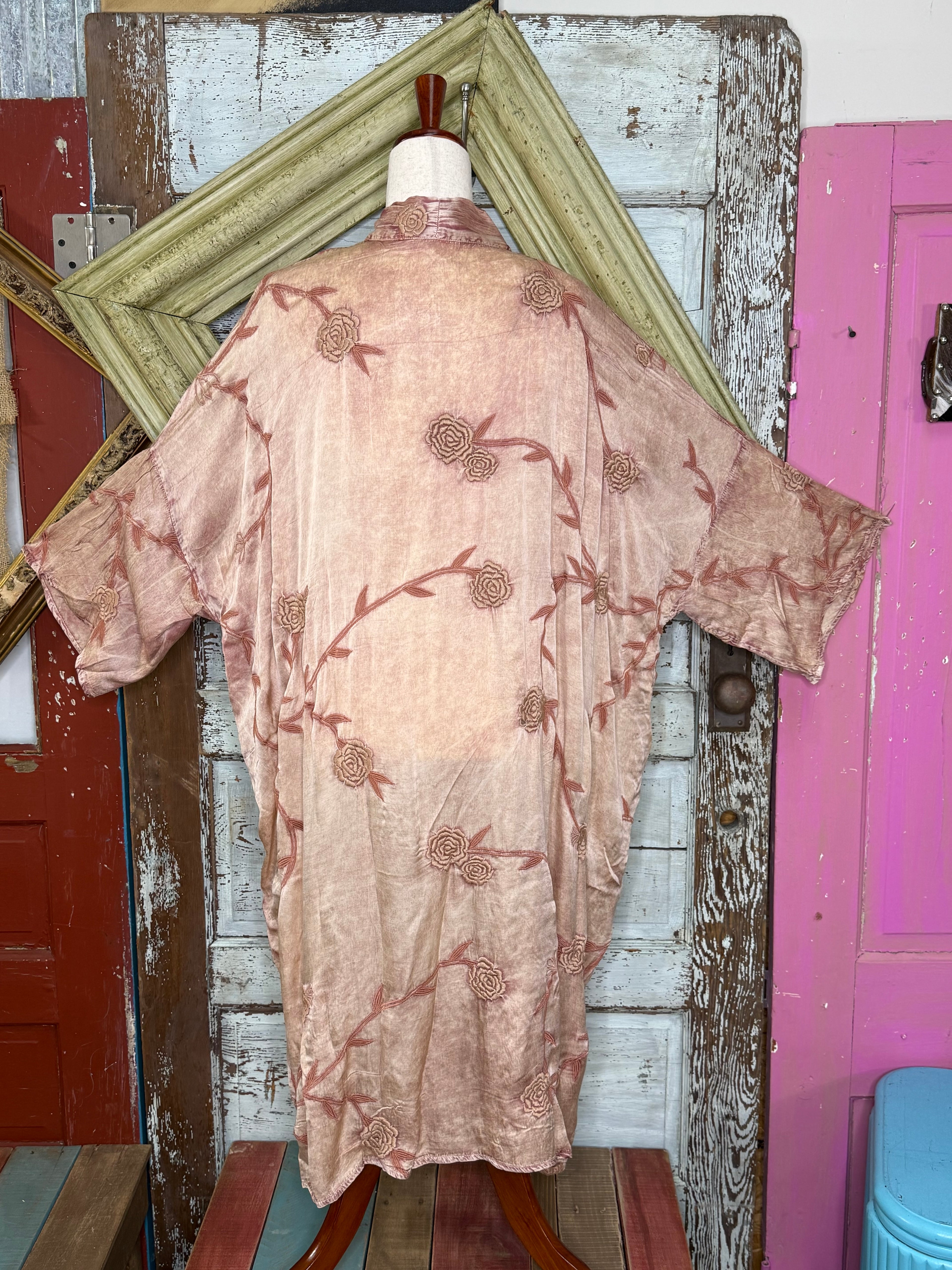 Paper Lace Pale Pink Silk Embordered Duster