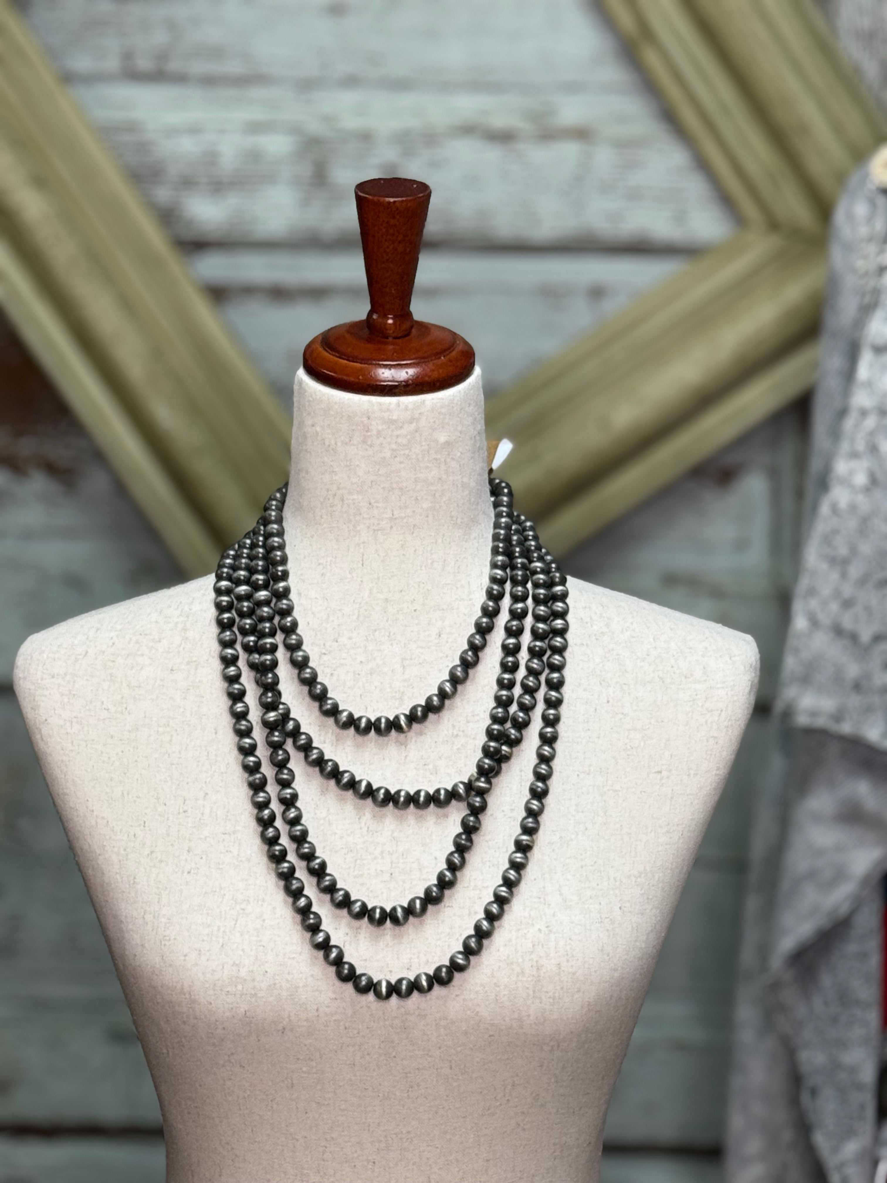 Multi Silver Bead Strand Neckless