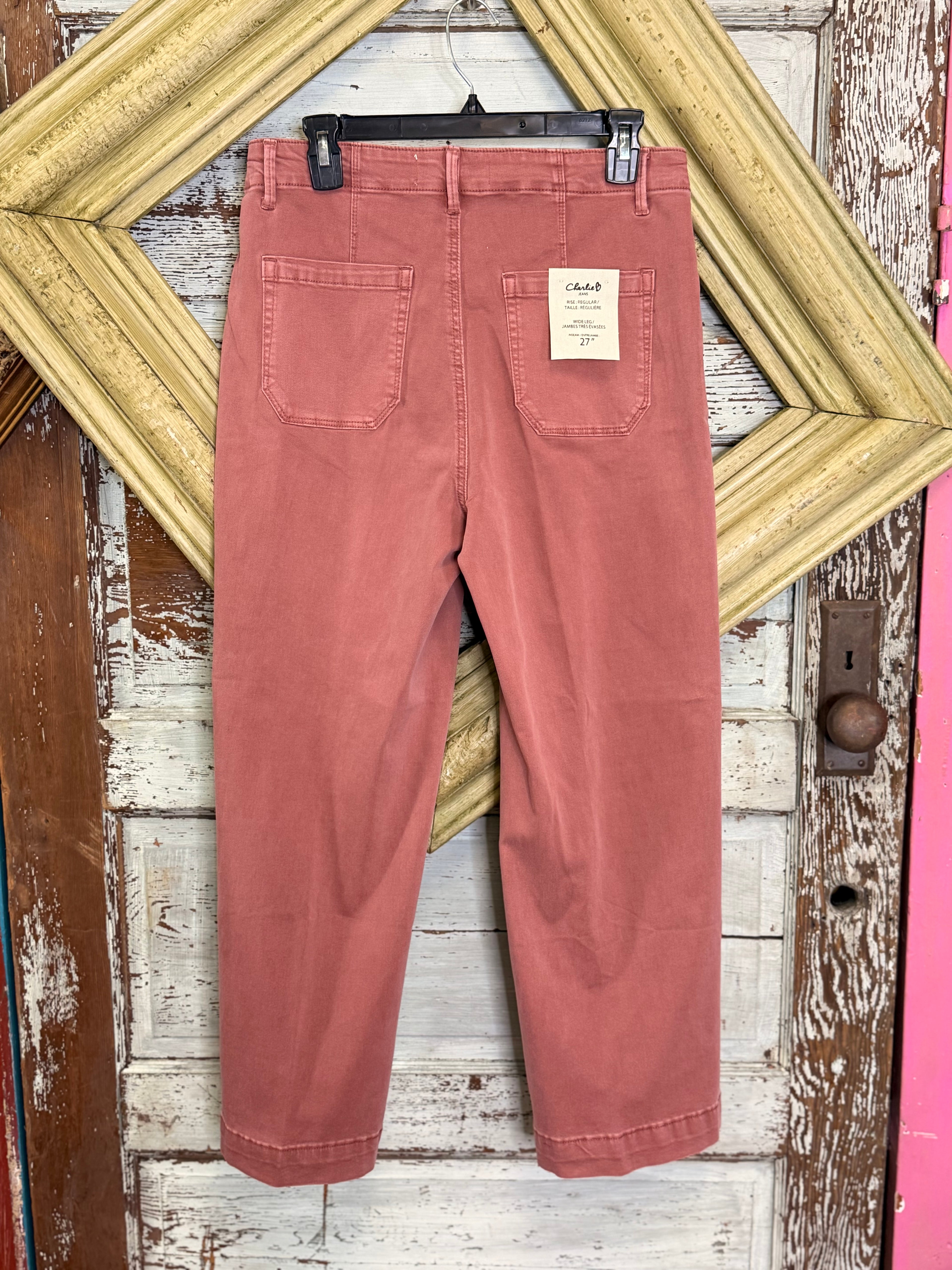 Charlie B Cropped wide leg colored twill pants