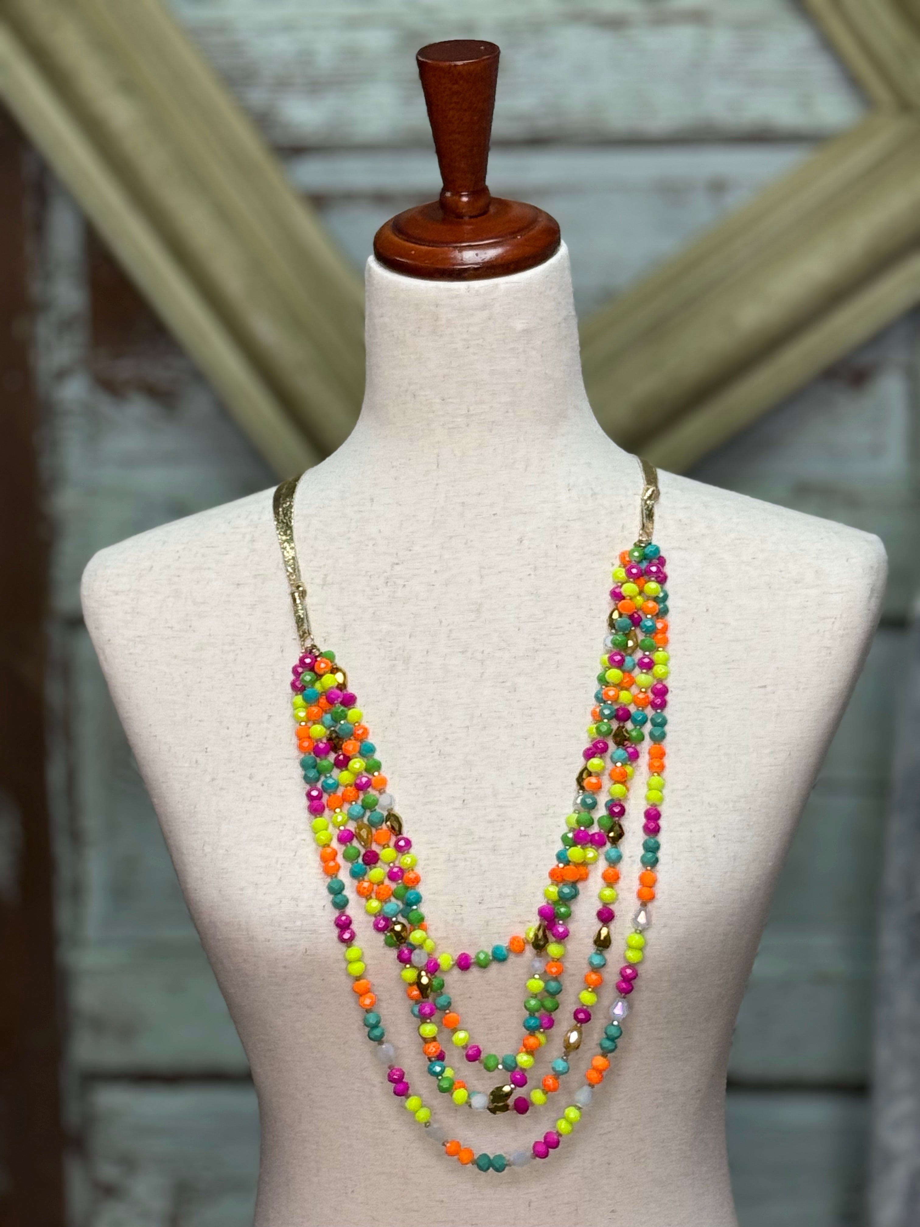 Multi color strand necklace