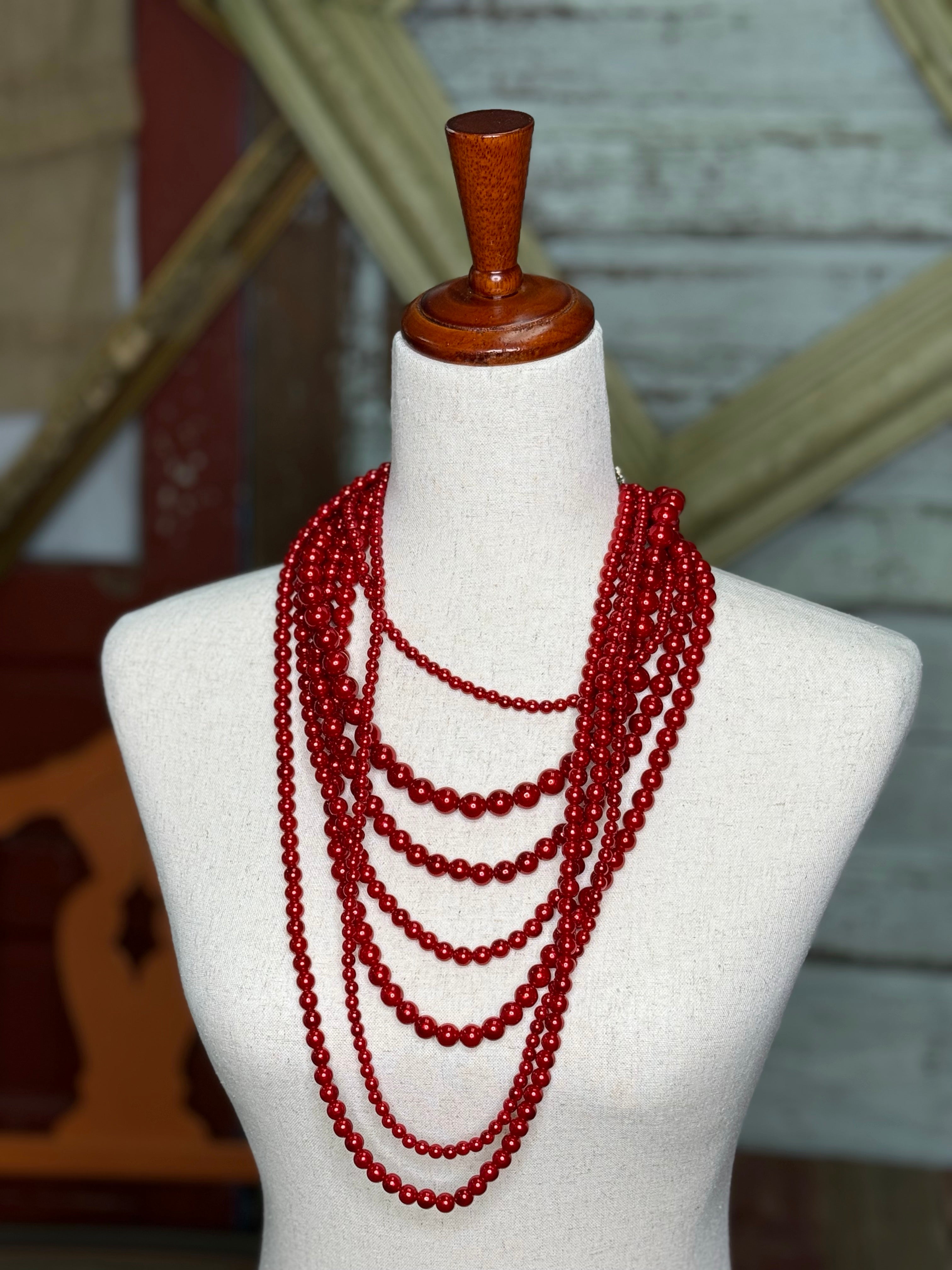 7 strand red necklace