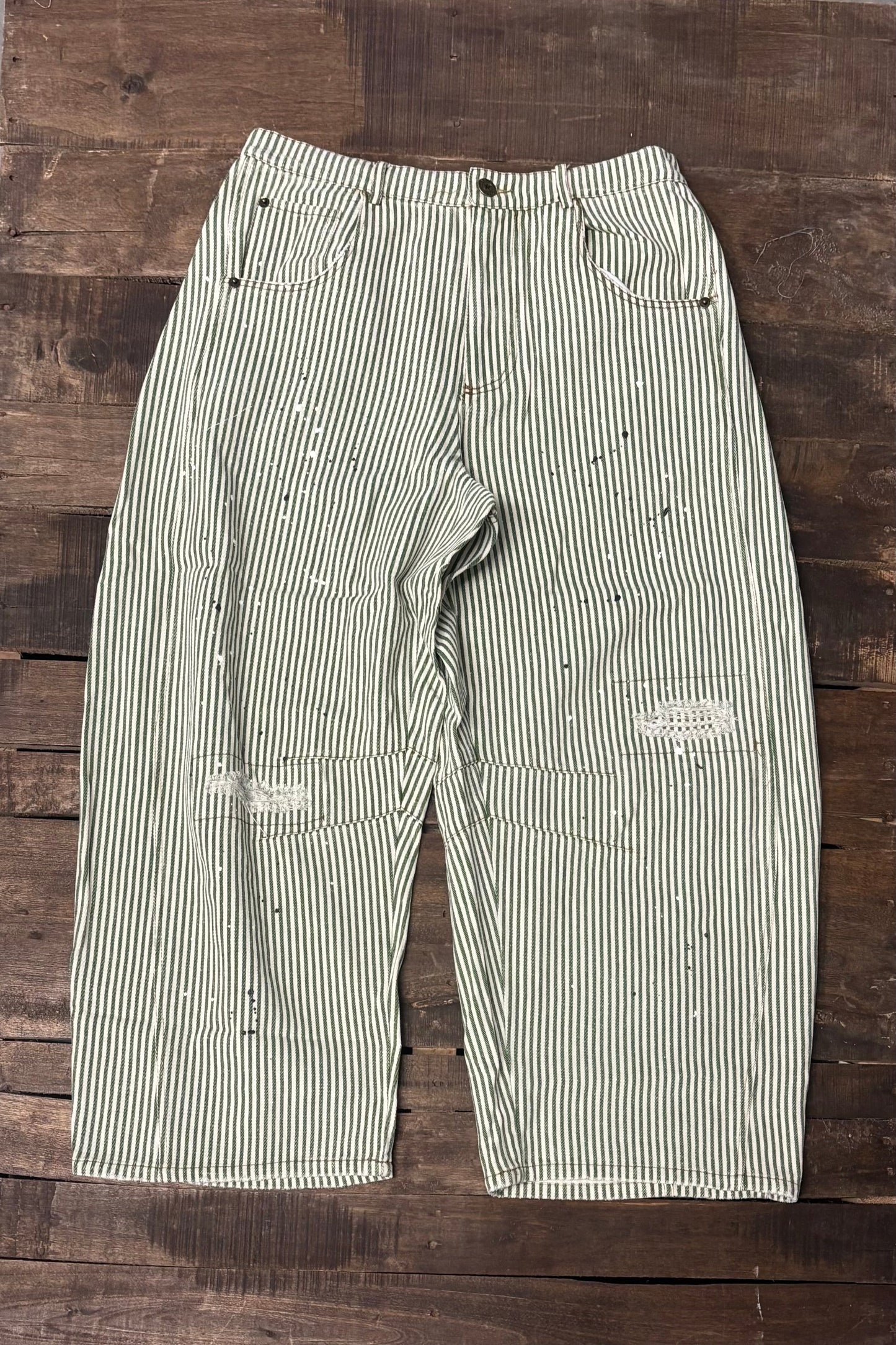 Jaded Gypsy Barrel of Dreams Jeans - Olive Stripe