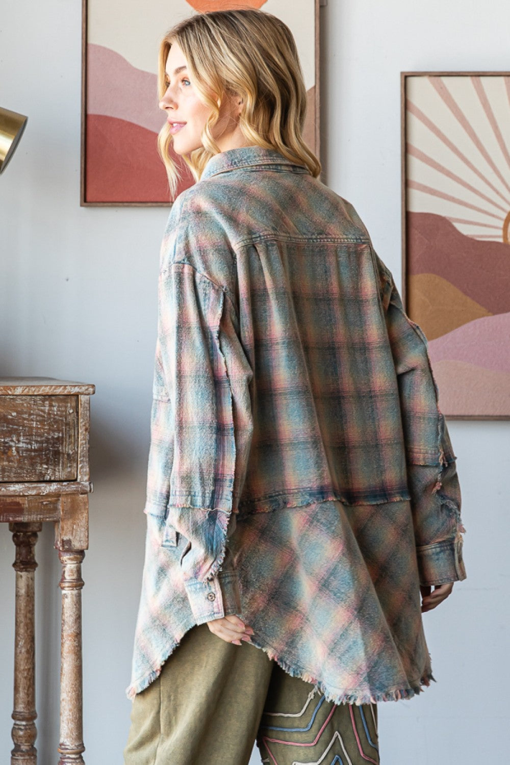 MINERAL WASHED PLAID SHIRTS