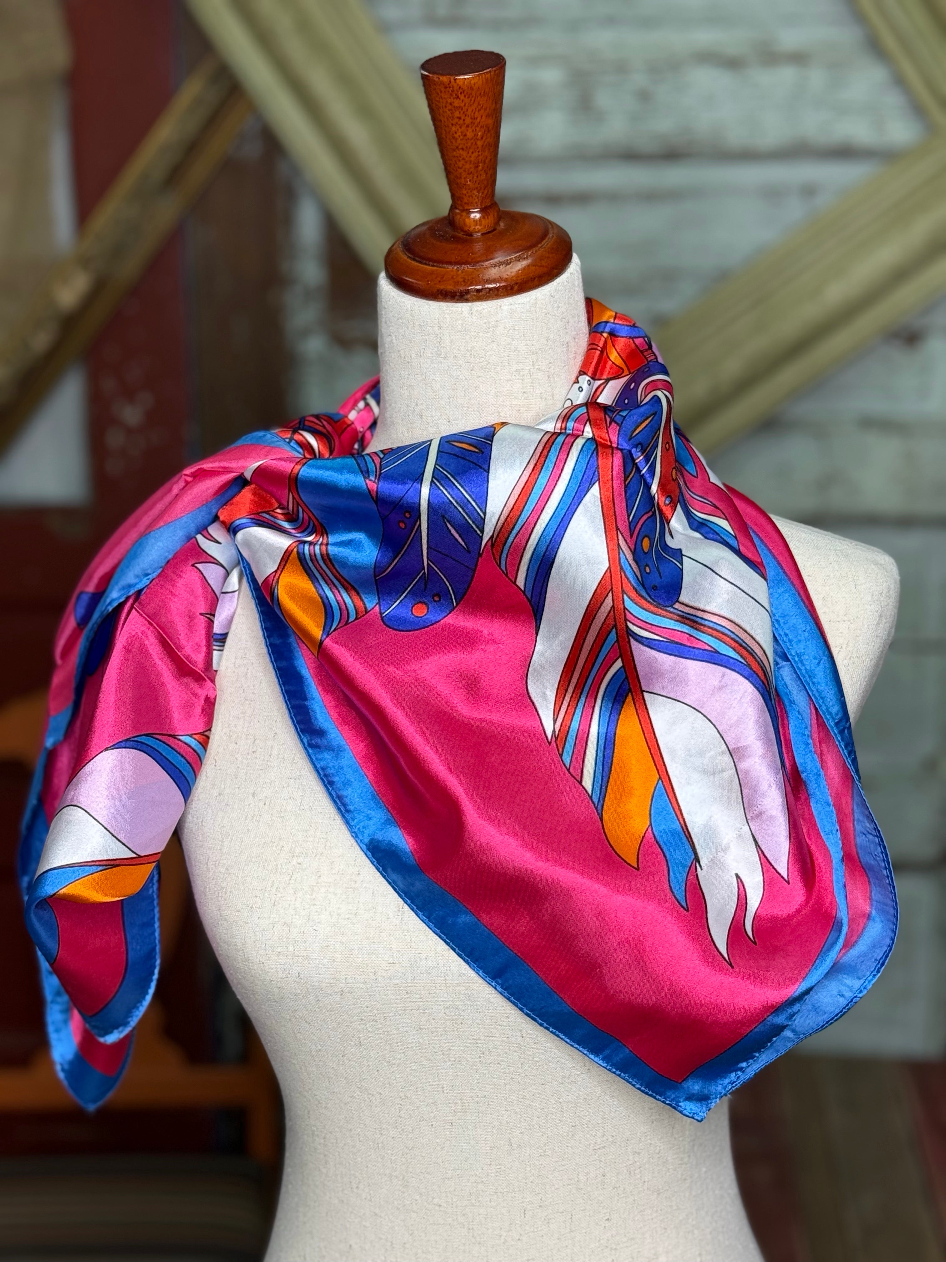 Pink and blue horse rowdy rag scarf