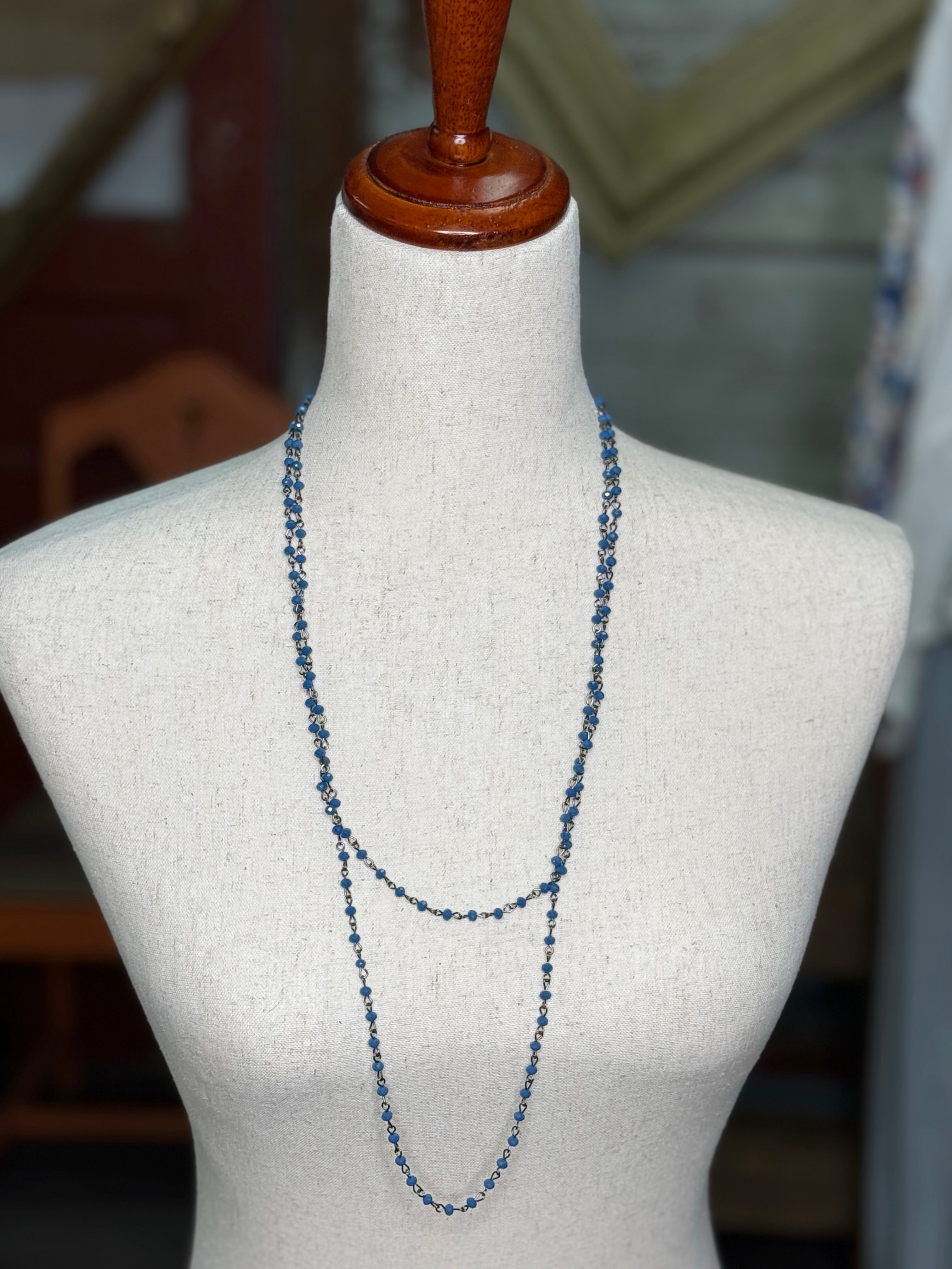 Long small bead necklace