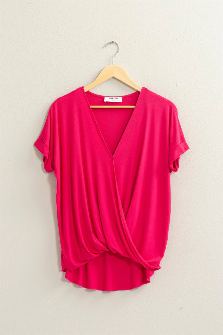 SHORT SLEEVE SURPLICE TOP