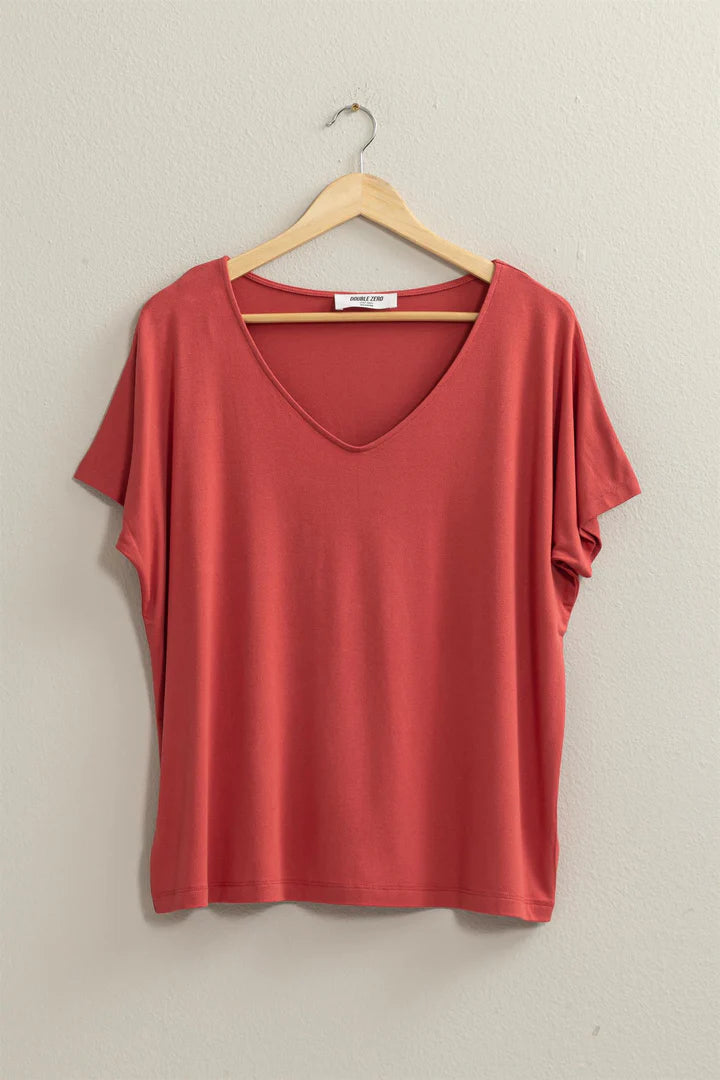 V NECK DOLMAN SHORT SLEEVE TOP