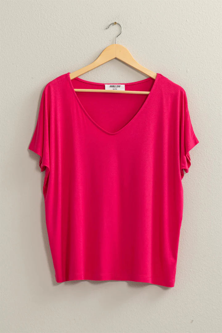 V NECK DOLMAN SHORT SLEEVE TOP