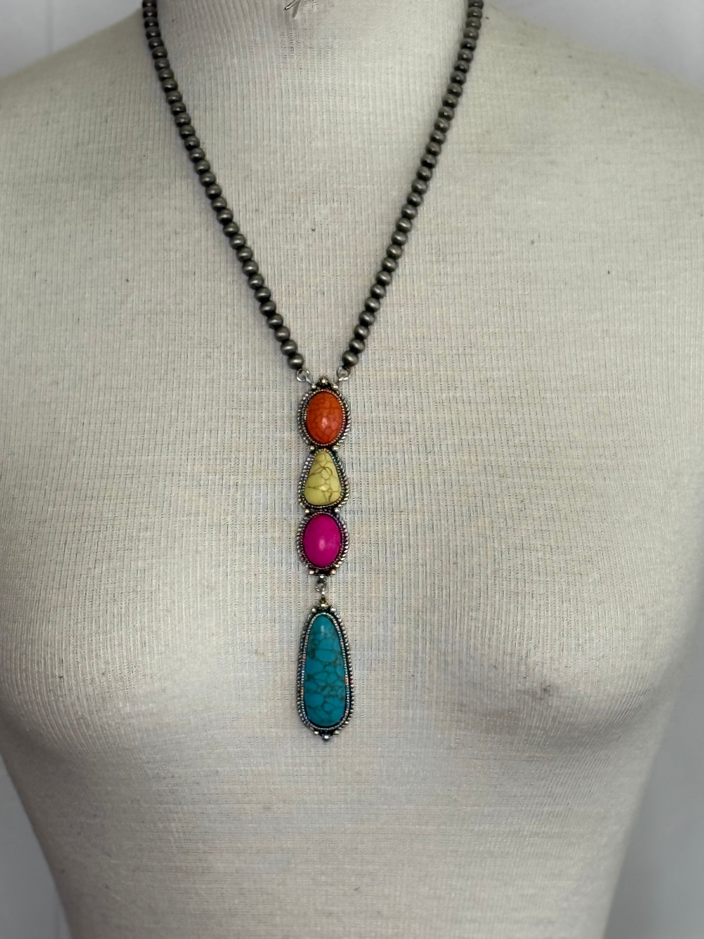 Emma Pink Yellow Orange Necklace