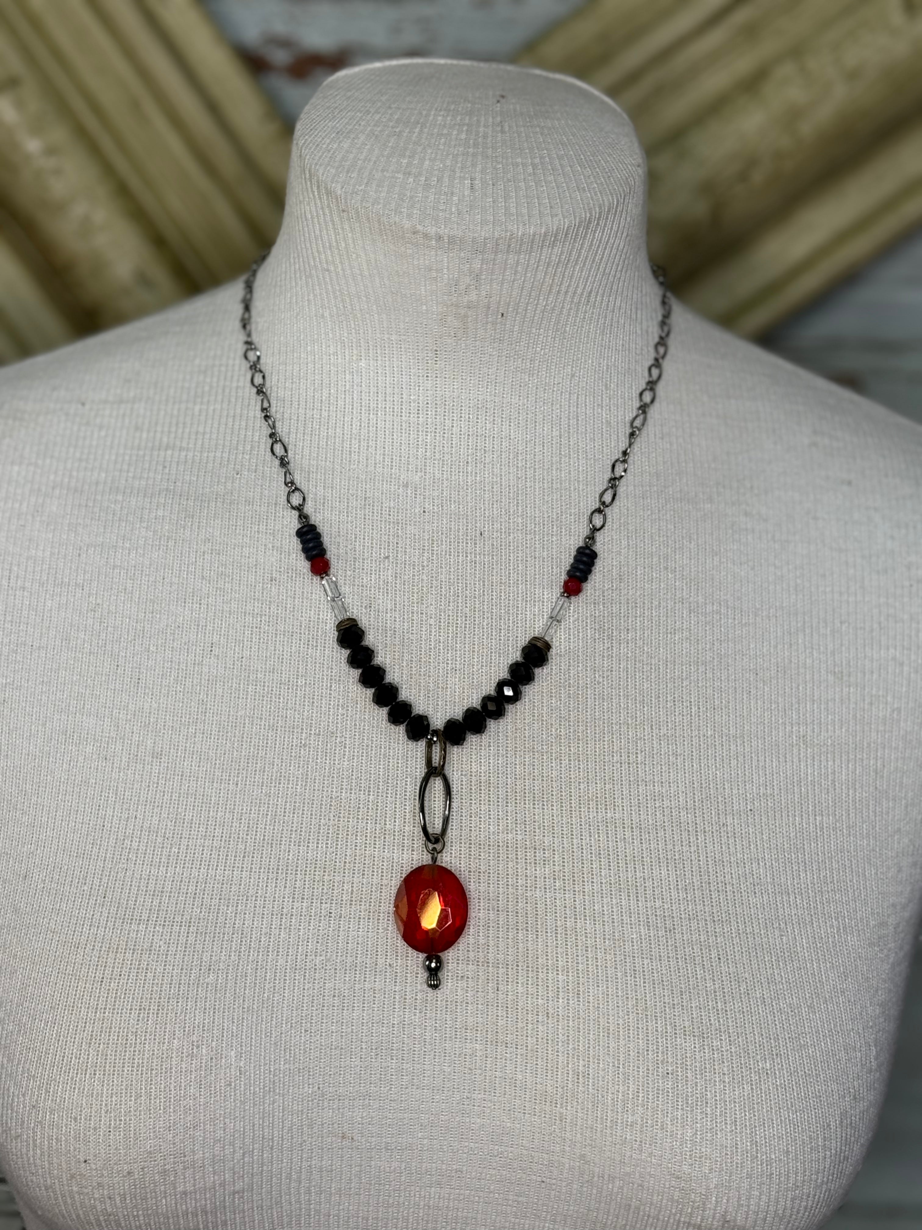 Lost and Found black and red Charm necklace