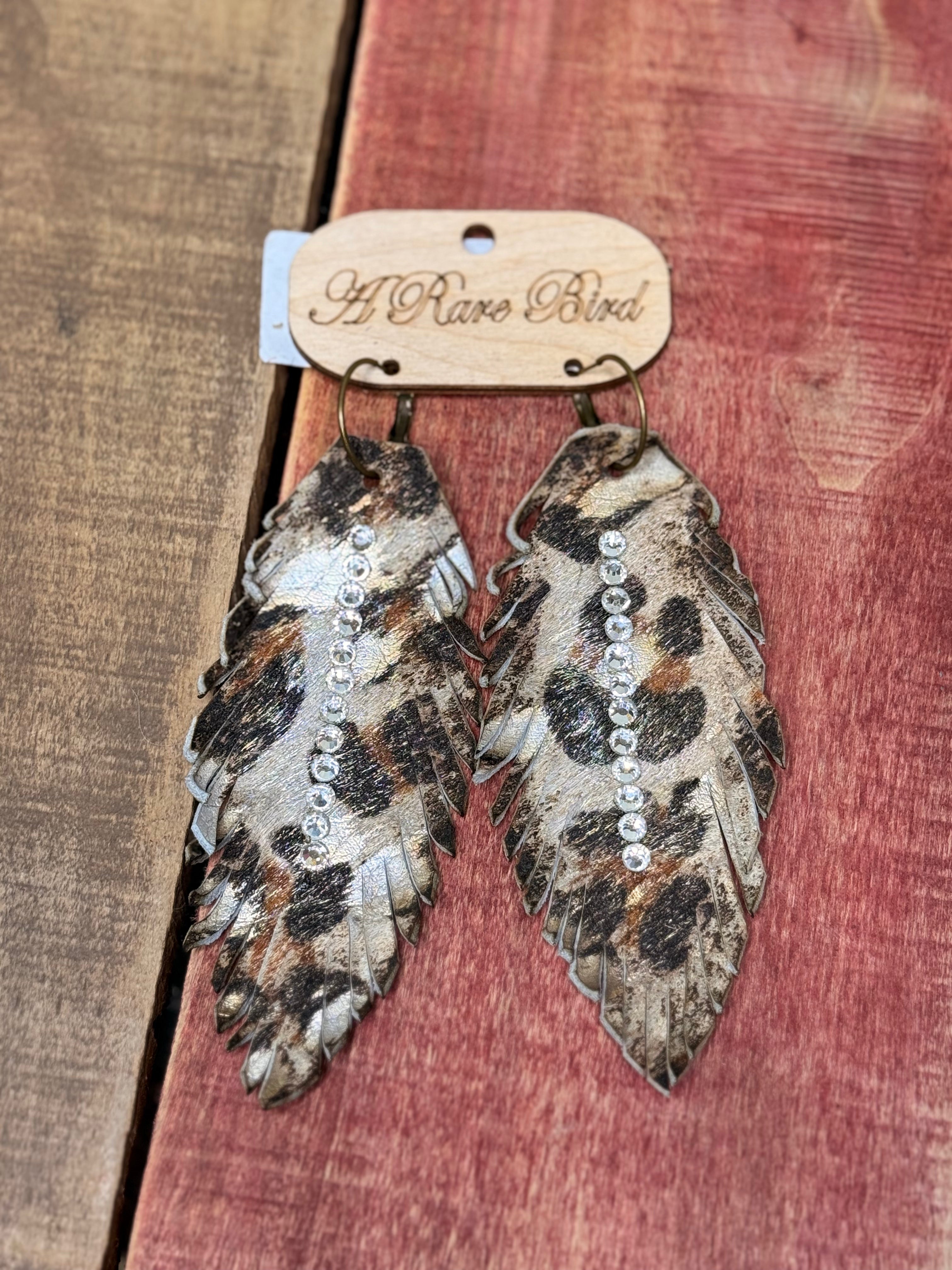 A Rare Bird Leapard Feather Earings