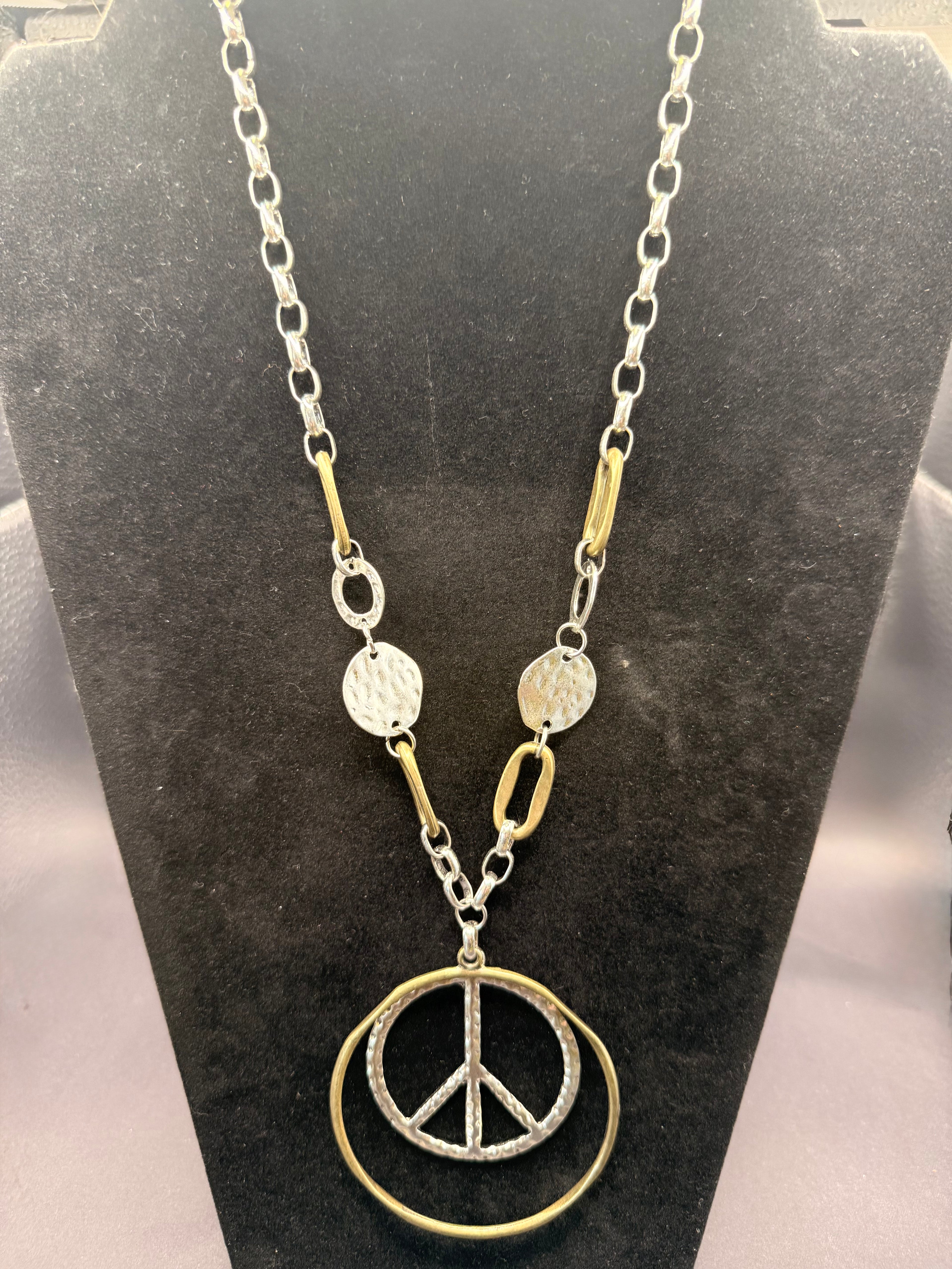 Lost and Found Silver & Gold Peace Necklace
